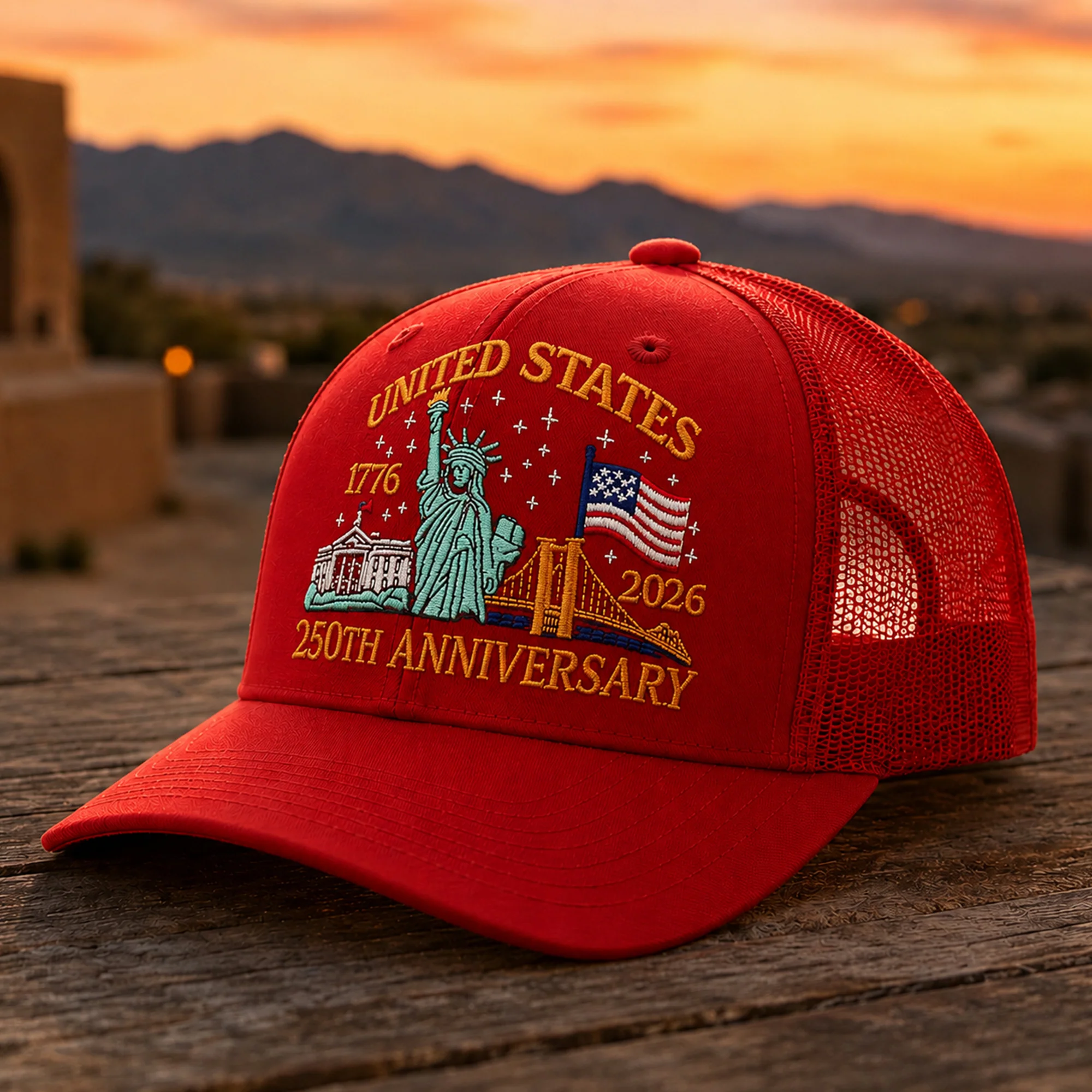 250th Anniversary USA Hat USA Patriotic Embroidered Trucker Hat HO82 902874 - Image 2