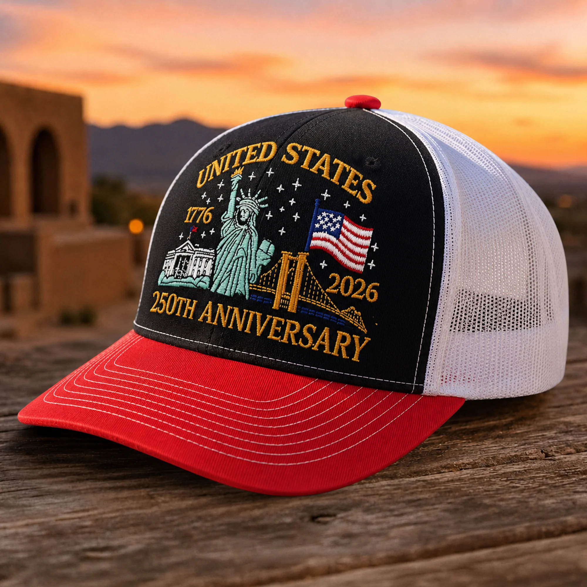 250th Anniversary USA Hat USA Patriotic Embroidered Trucker Hat HO82 902874 - Image 3