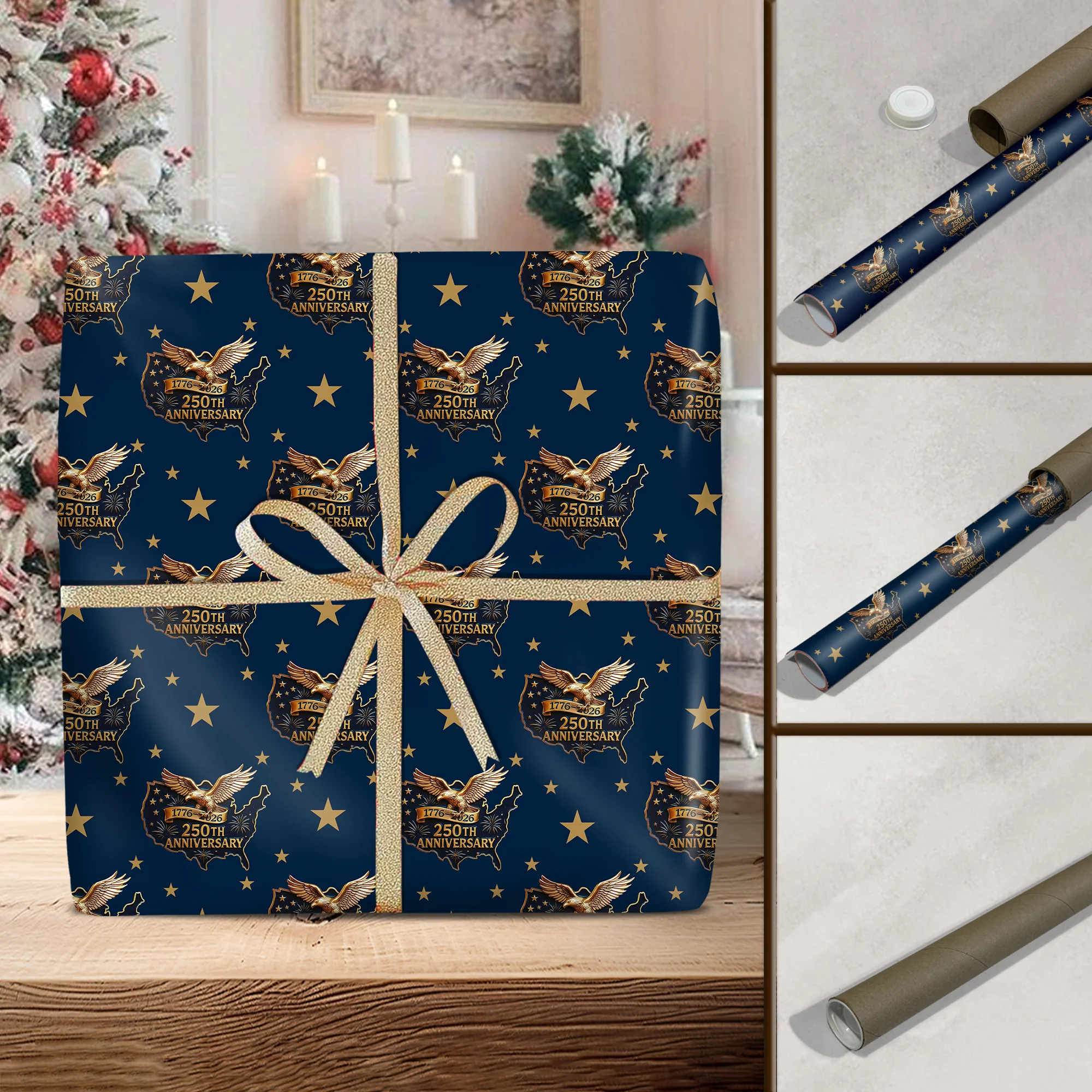 250th U.S Anniversary Bald Eagle United States Wrapping Paper, 1776-2026 Patriotic Gifts HO82 900610 - Image 2