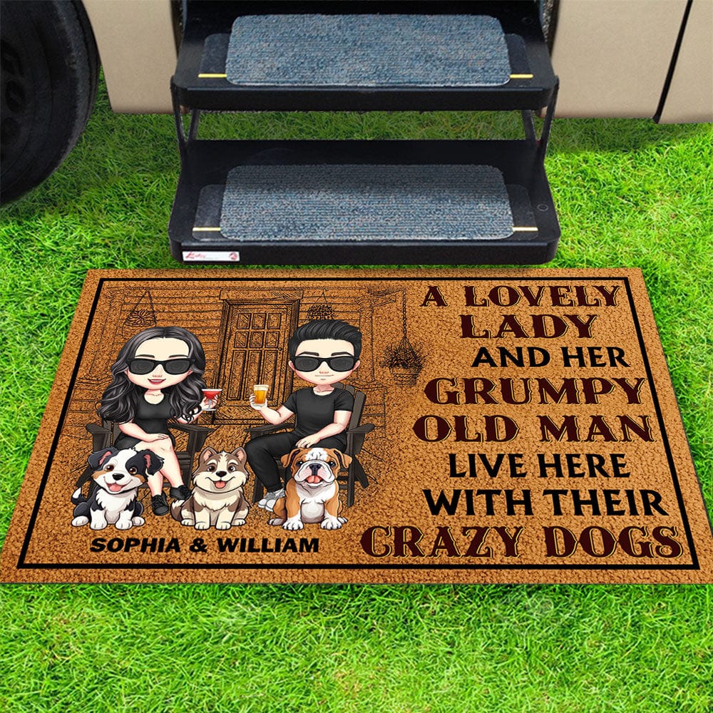 A Lovely Lady And A Grumpy Old Man Live Here For Dog Lovers Doormat Personalized Gift DA199 890208 - Image 2