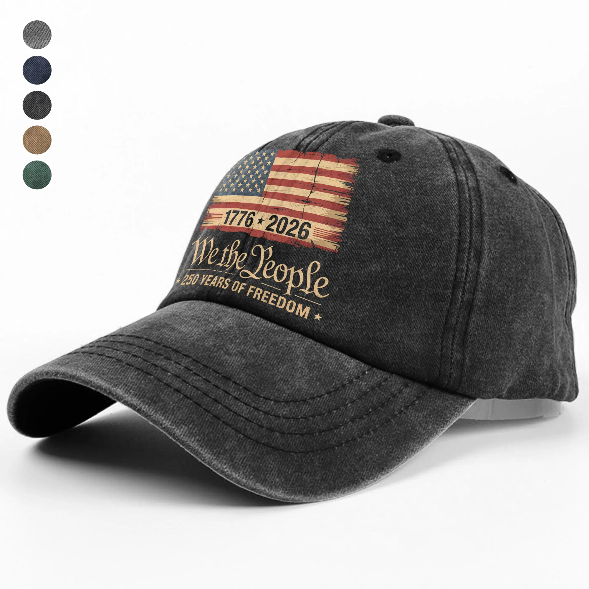 America 250th Birthday US Flag 250 Years We The People Washed Denim Baseball Cap HO82 894634 - Image 5