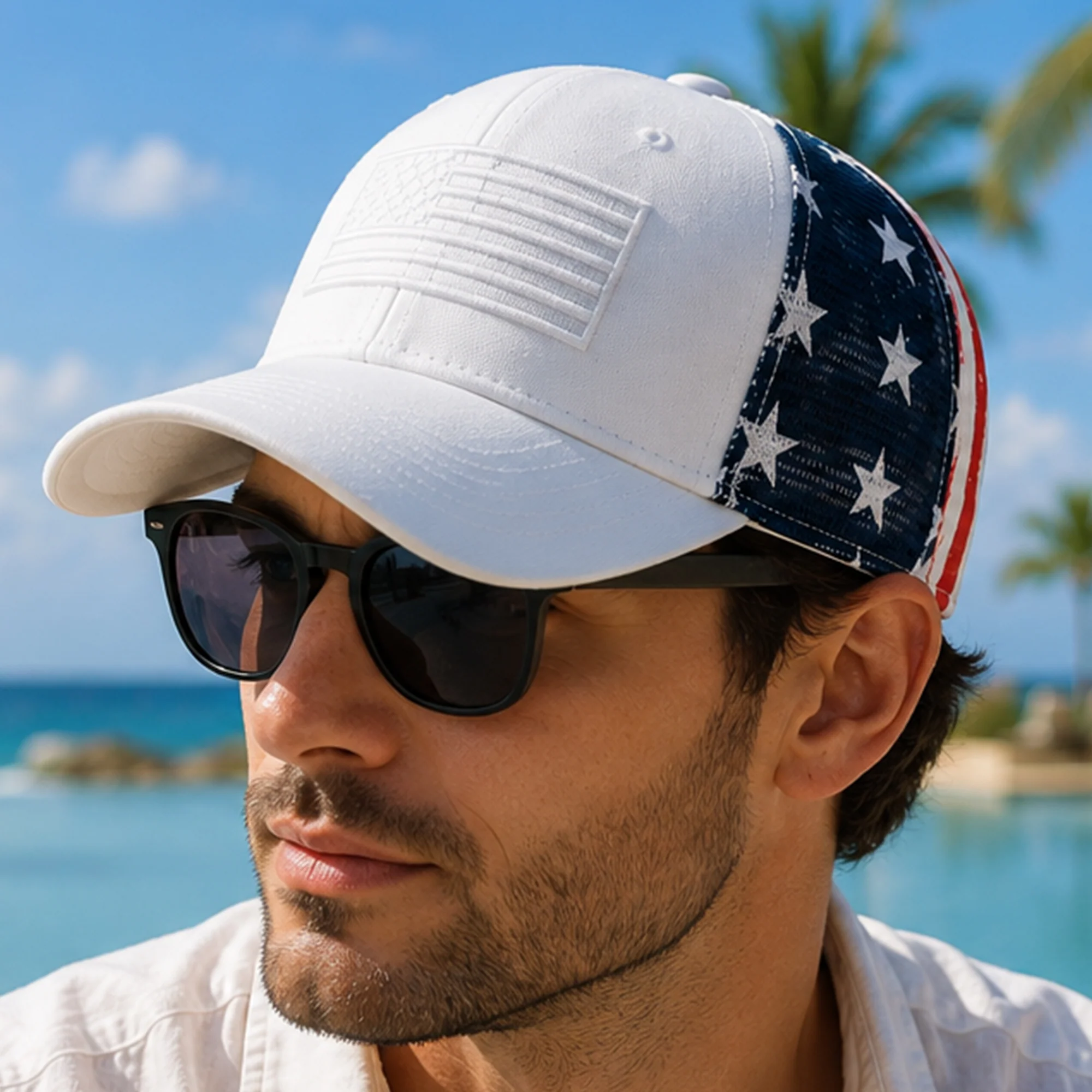 America Flag Embroidered Trucker Hat - Gift For US 250th Anniversary HO82 902758 - Image 3