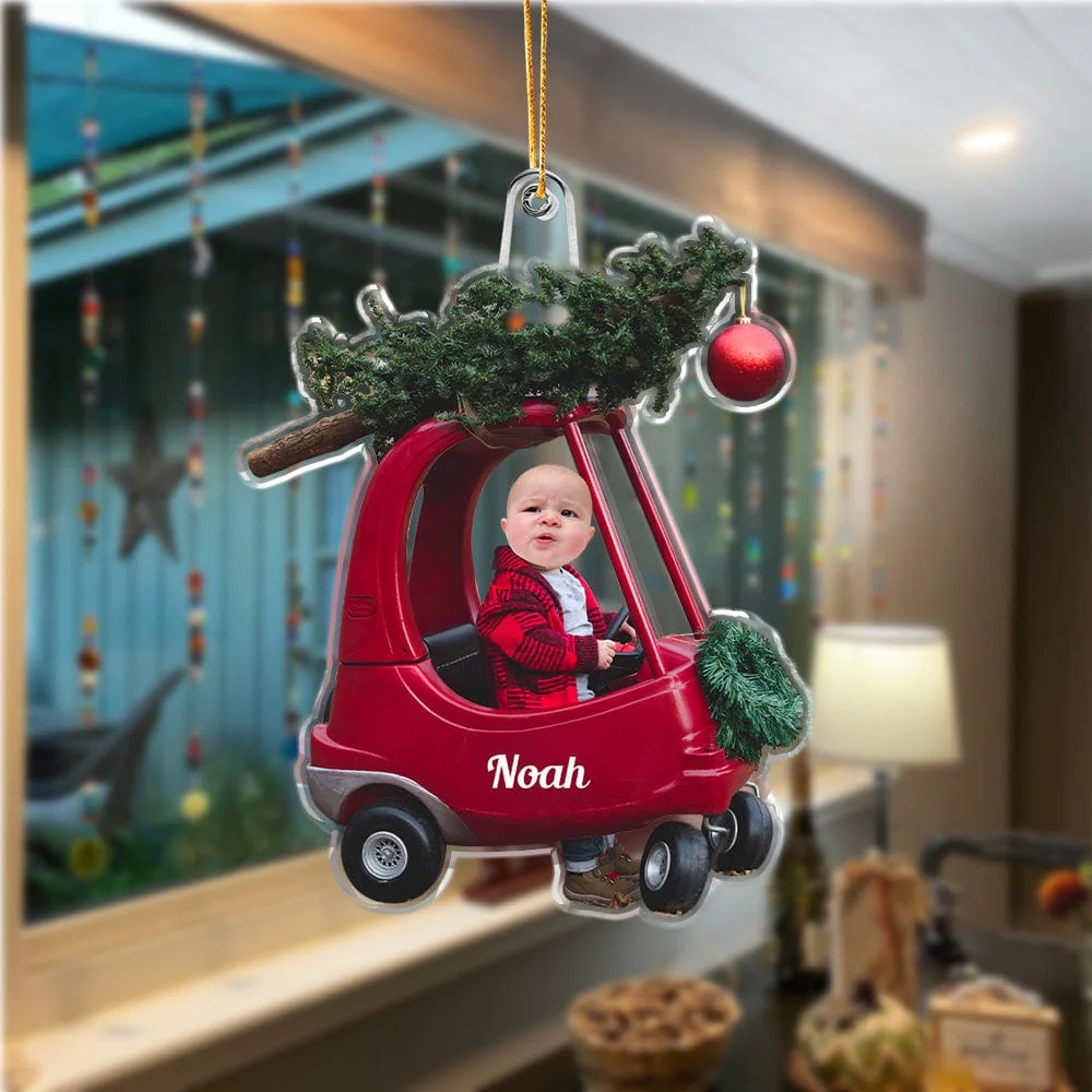 Custom Photo Baby Driving Car With Christmas Pine Tree Acrylic Ornament HO82 891106 - Image 4