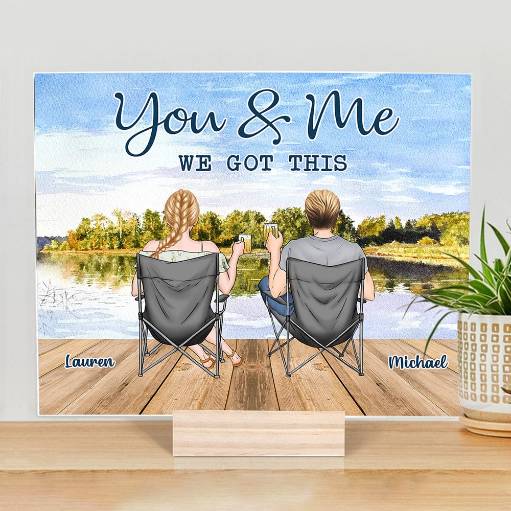 Back View Couple Sitting Beach Landscape Acrylic Plaque and Stand Personalized Gift DA199 890018 - Image 3