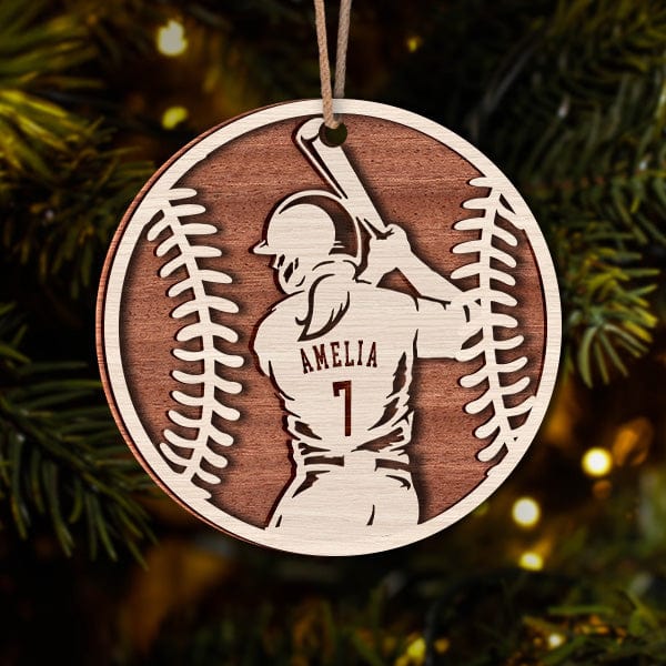 Baseball Male and Female Layer Wood Ornament Personalized Gift HO82 893128 - Image 2