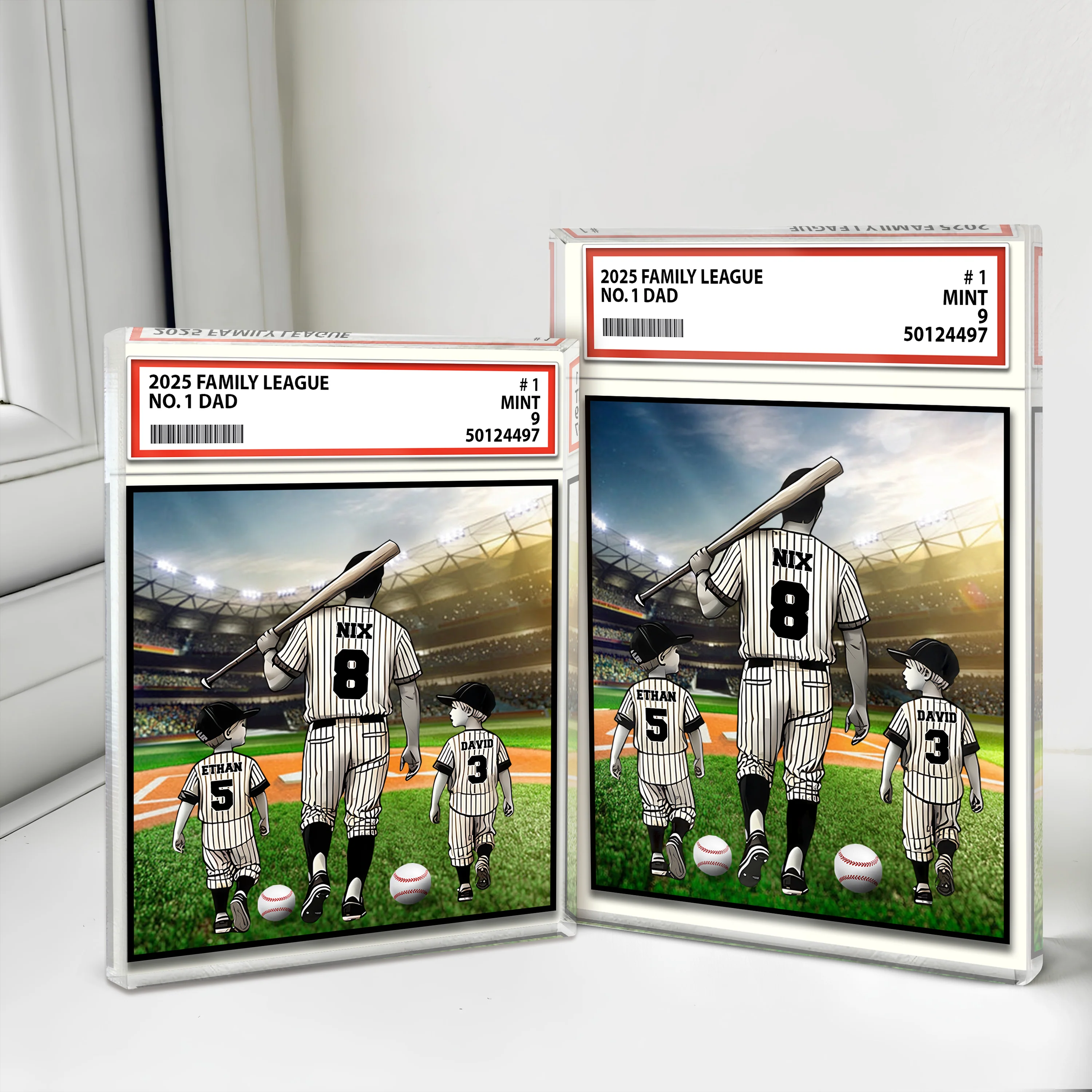 Baseball No. 1 Dad Grandpa Man & Kids Trading Card Style Acrylic Block Plaque Personalized Gift For Father's Day HO82 893980 - Image 6