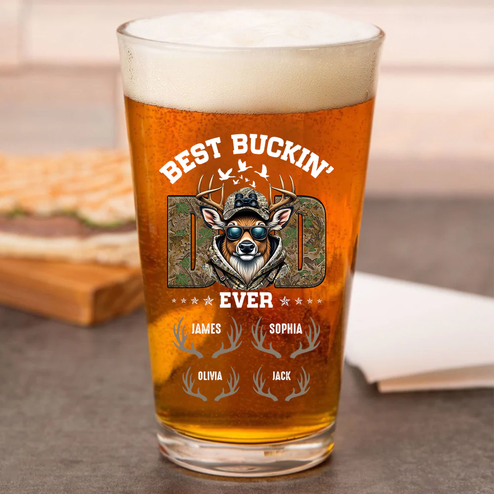 Best Buckin' Dad Hunter Dad Family Beer Glass For Hunter Lovers HO82 893808 - Image 3