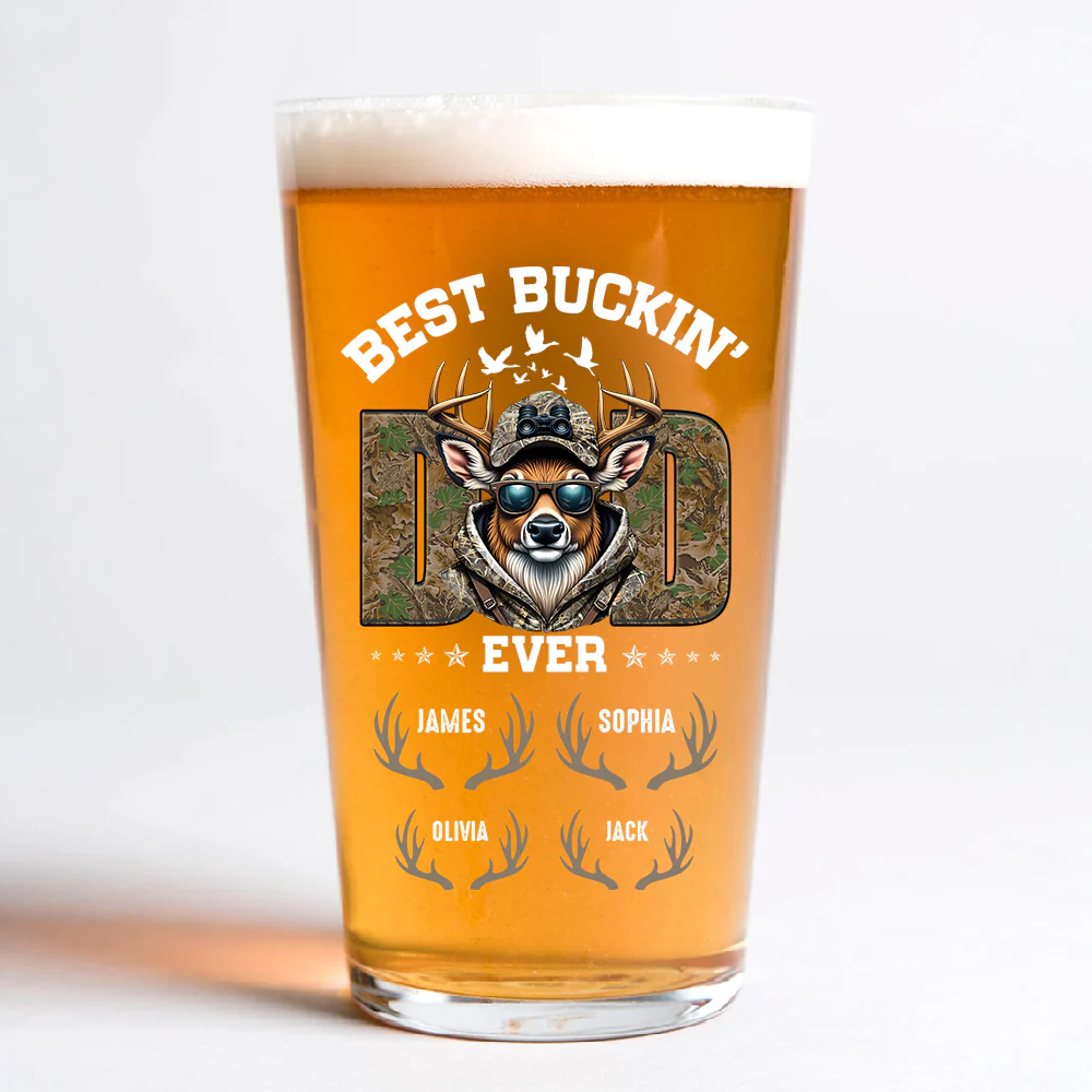 Best Buckin' Dad Hunter Dad Family Beer Glass For Hunter Lovers HO82 893808 - Image 4