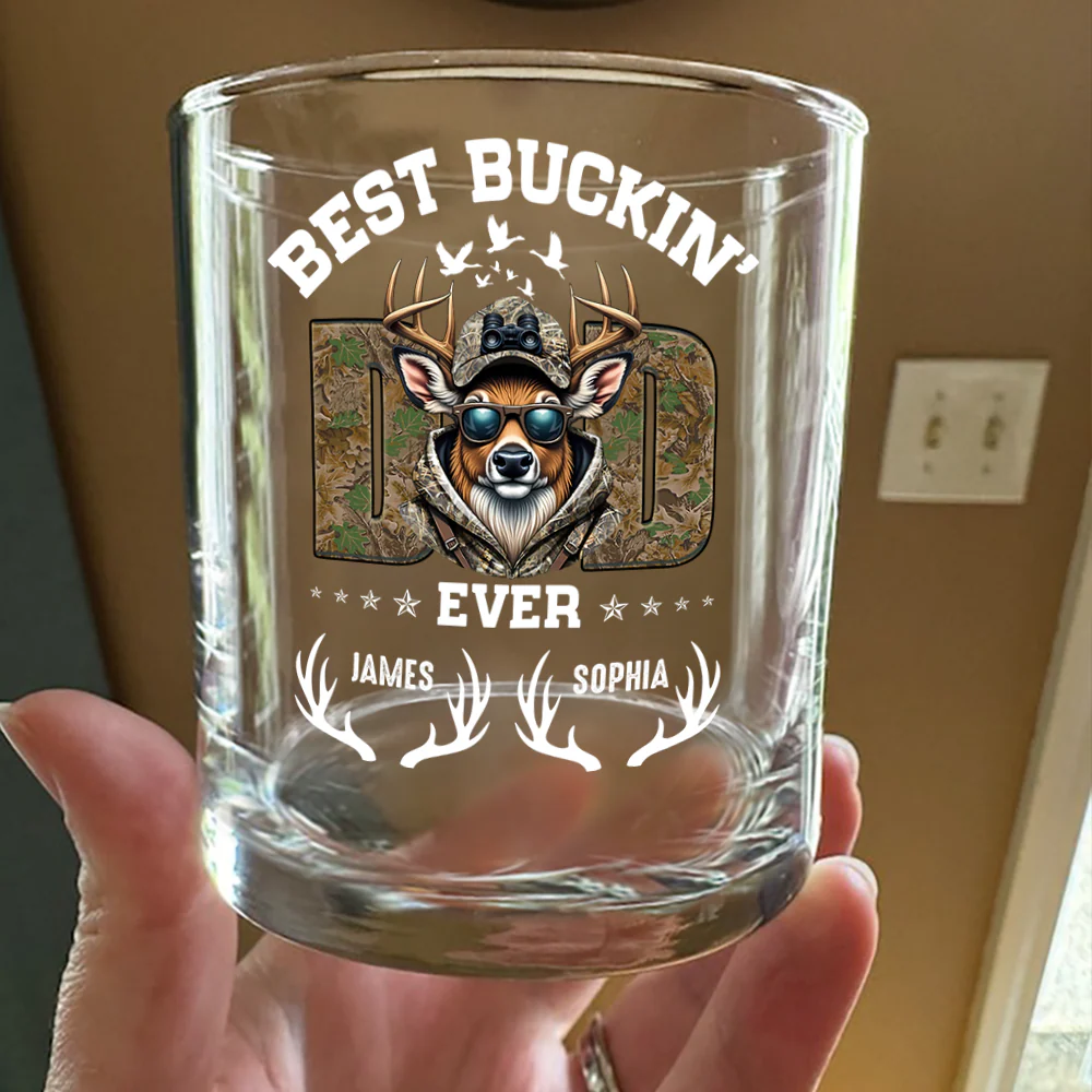 Best Buckin' Dad Hunter Whiskey Glass Personalized Gift For Hunter, Dad HO82 893806 - Image 2