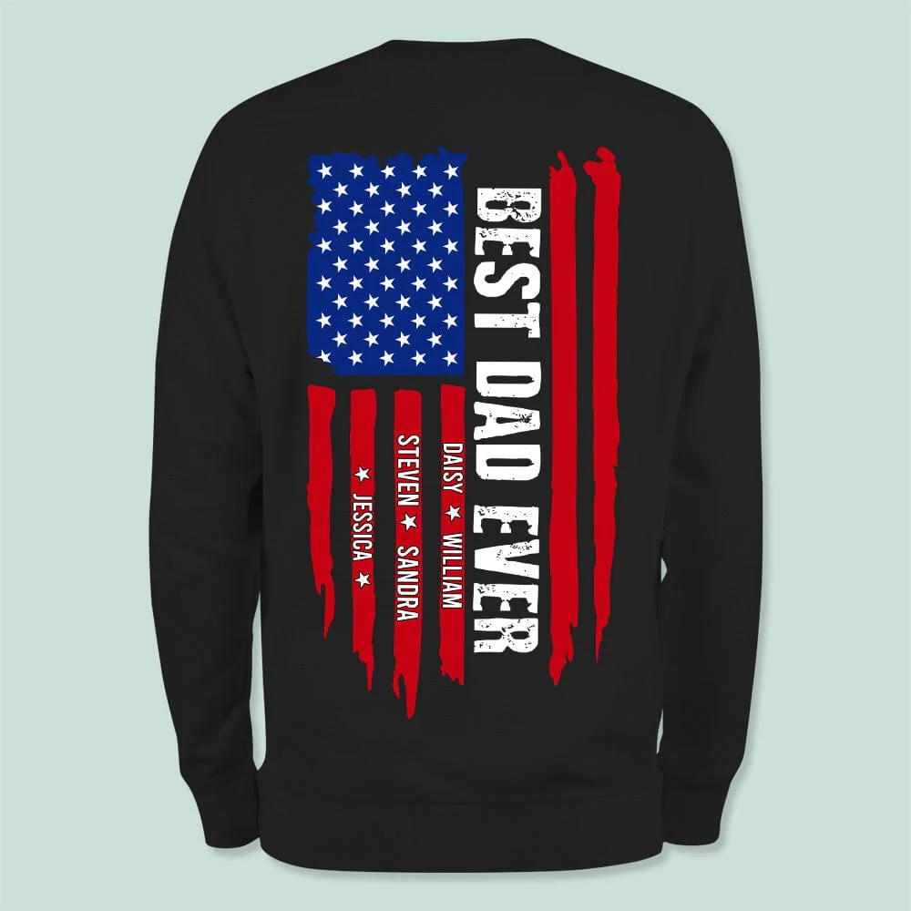 Best Dad Ever With Kid's Name Back Shirt TA29 889120 - Image 2