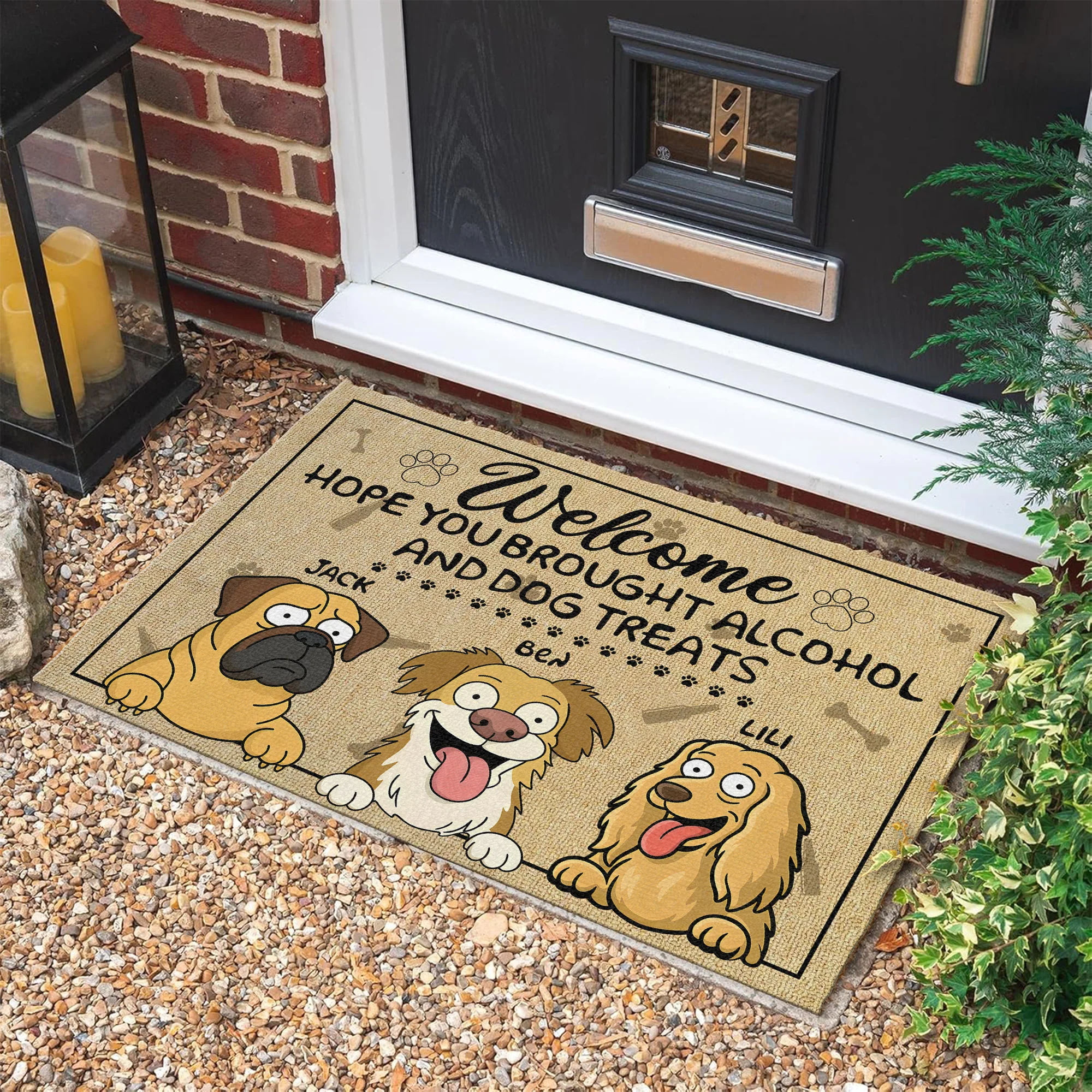 Brought Alcohol And Dog Treats Doormats Personalized Gift For Dog Lovers HO82 893684 - Image 3