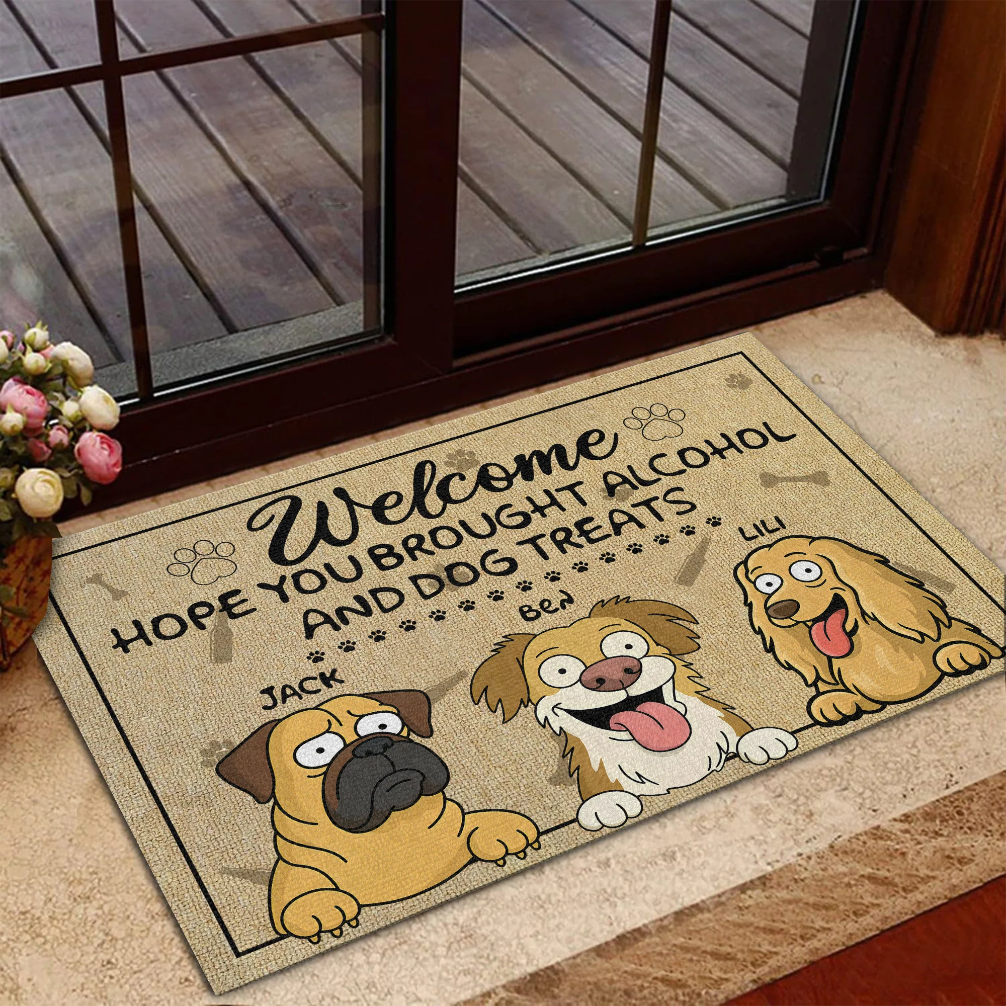 Brought Alcohol And Dog Treats Doormats Personalized Gift For Dog Lovers HO82 893684 - Image 5