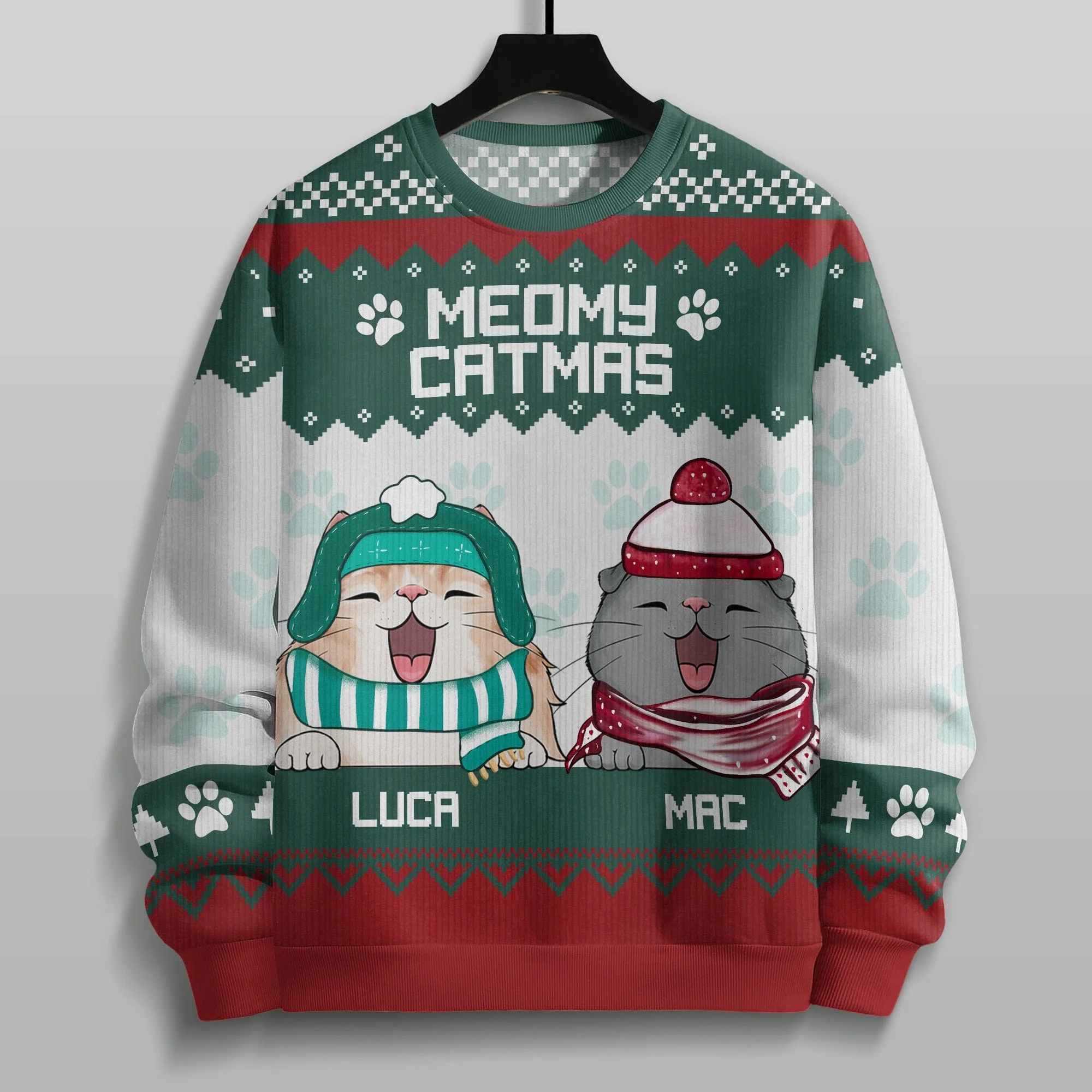 Personalized Cat Meowy Catmas Christmas Cats All-Over-Print Ugly Sweater - Best Christmas Gift Idea For Cat Lover, Cat Mom, Cat Dad HO82 891717 - Image 5