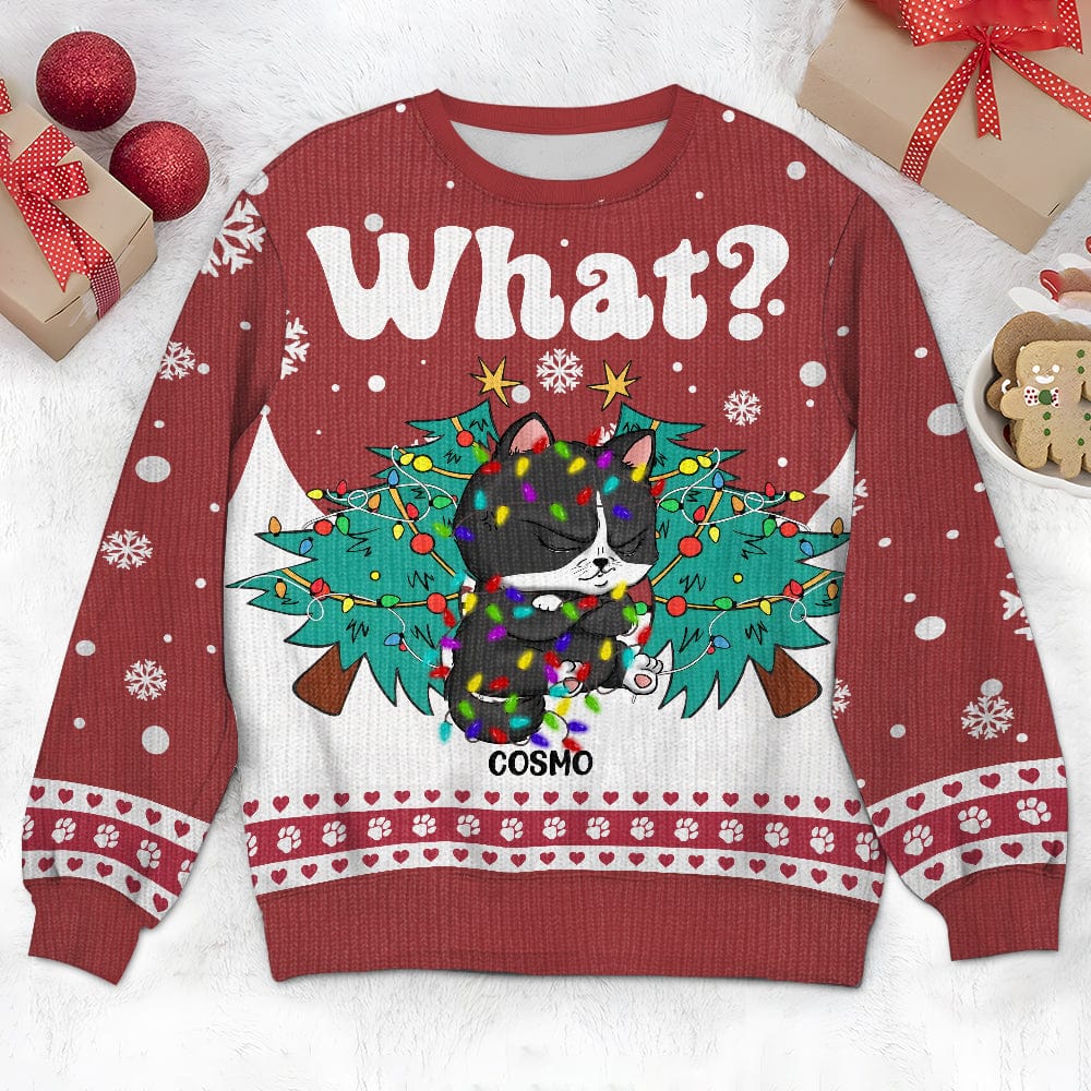 Cat What With Christmas Tree Ugly Sweater For Cat Lovers Personalized Gift HO82 893050 - Image 3
