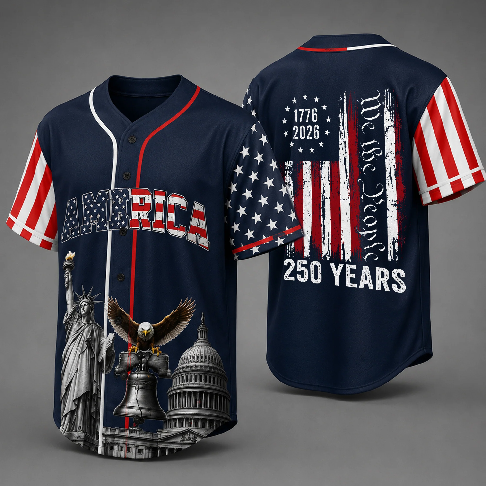 Celebrating 250 Years Of America Baseball Jersey Shirt Gift For 4th of July, Independence Day HO82 902542 - Image 2