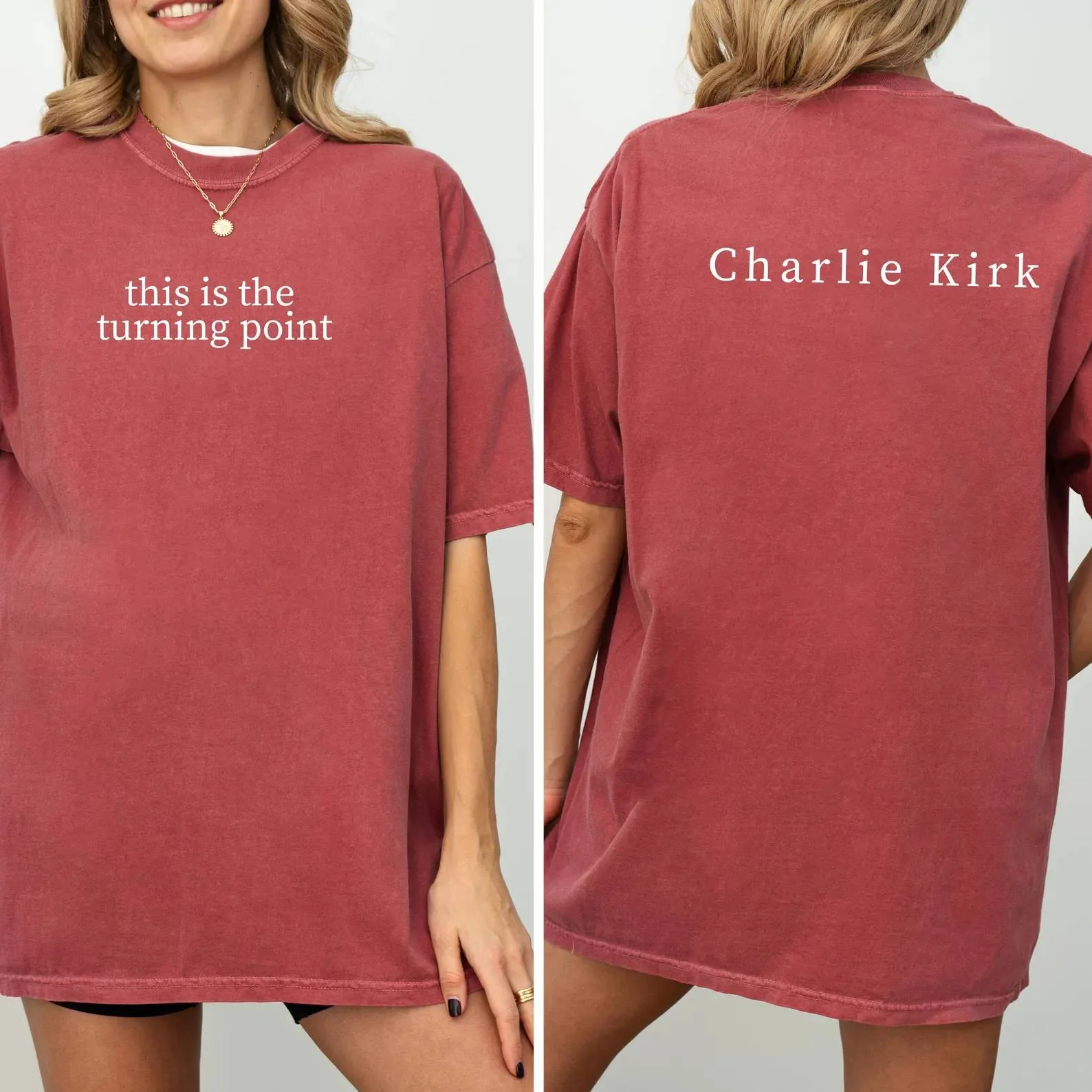 Charlie Kirk "This Is The Turning Point Quote" Back And Front Shirt HO82 65780 - Image 6