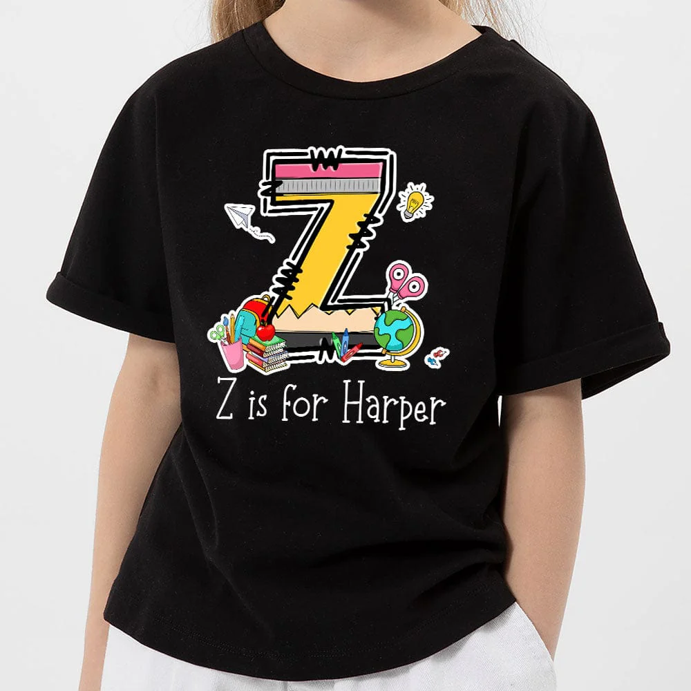Custom Alphabet Kid Boy Name For School Bundle Back To School Kid Size Shirt Personalized Gift HO82 891182