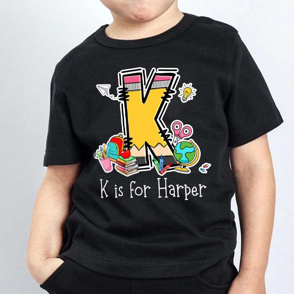 Custom Alphabet Kid Boy Name For School Bundle Back To School Kid Size Shirt Personalized Gift HO82 891182 - Image 3