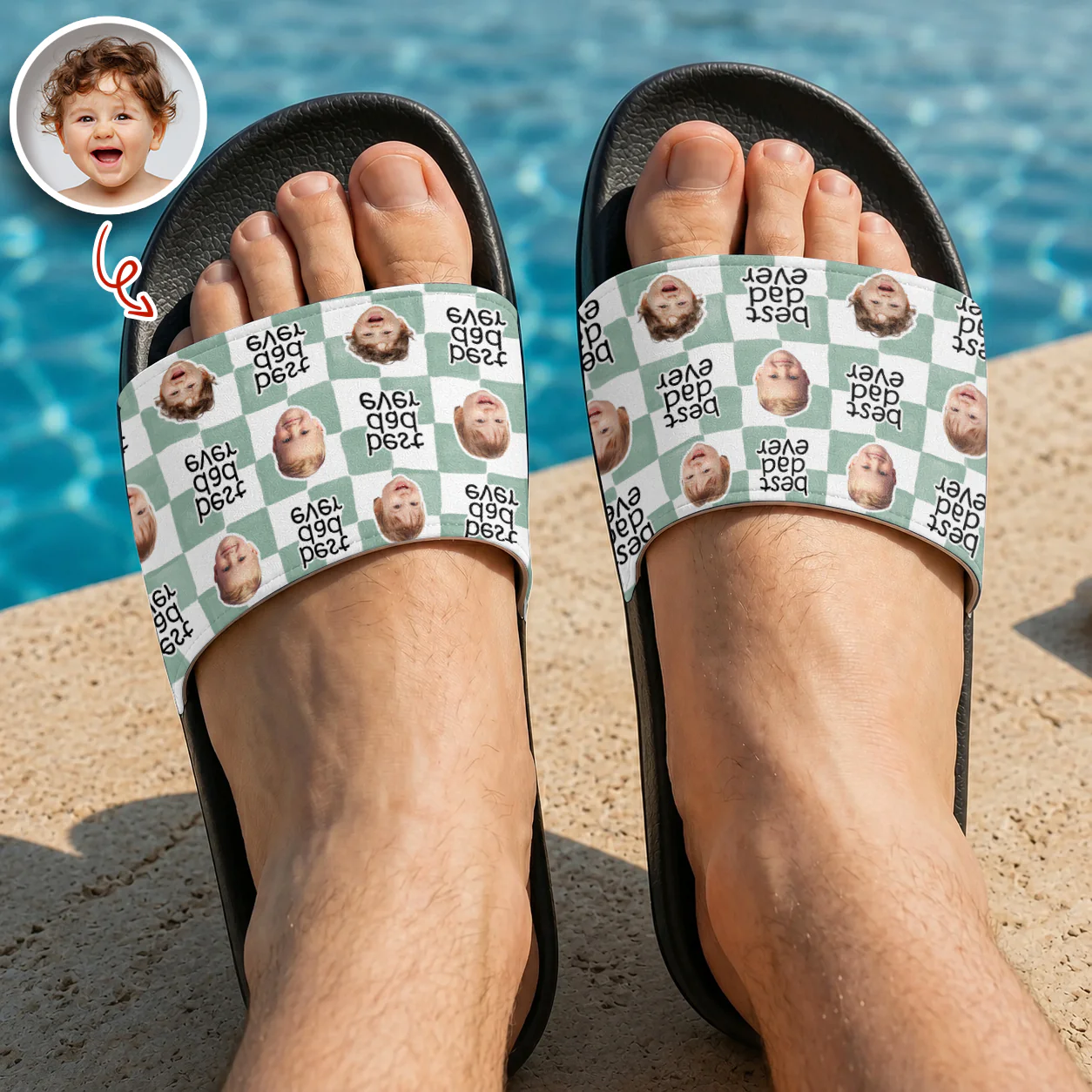 Custom Baby Face Best Dad, Mom Ever Slide Sandals - Gift For Dad, Father's HO82 902574 - Image 2