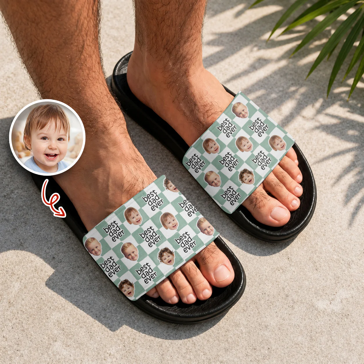 Custom Baby Face Best Dad, Mom Ever Slide Sandals - Gift For Dad, Father's HO82 902574 - Image 3