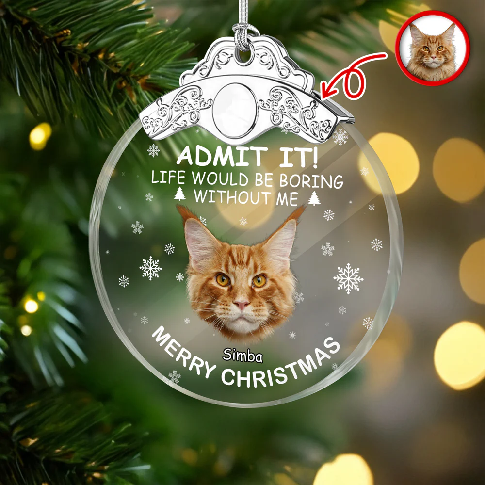 Custom Cat Face Life Would Be Boring Without Me Metal Top Glass Ornament HO82 894696 - Image 4