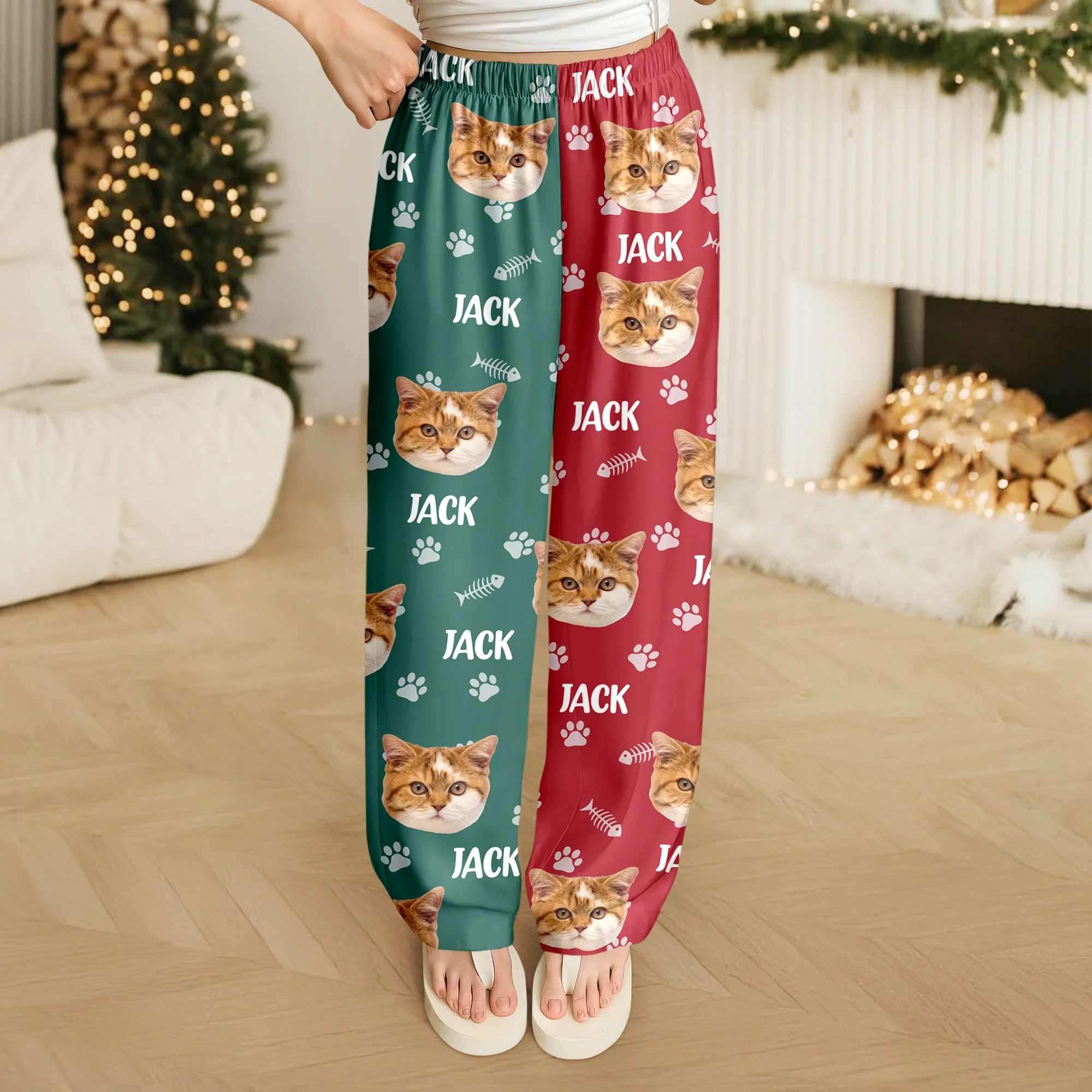 Custom Cat Face Photo Color Split Sweatpants Gift For Christmas HO82 900388 - Image 9