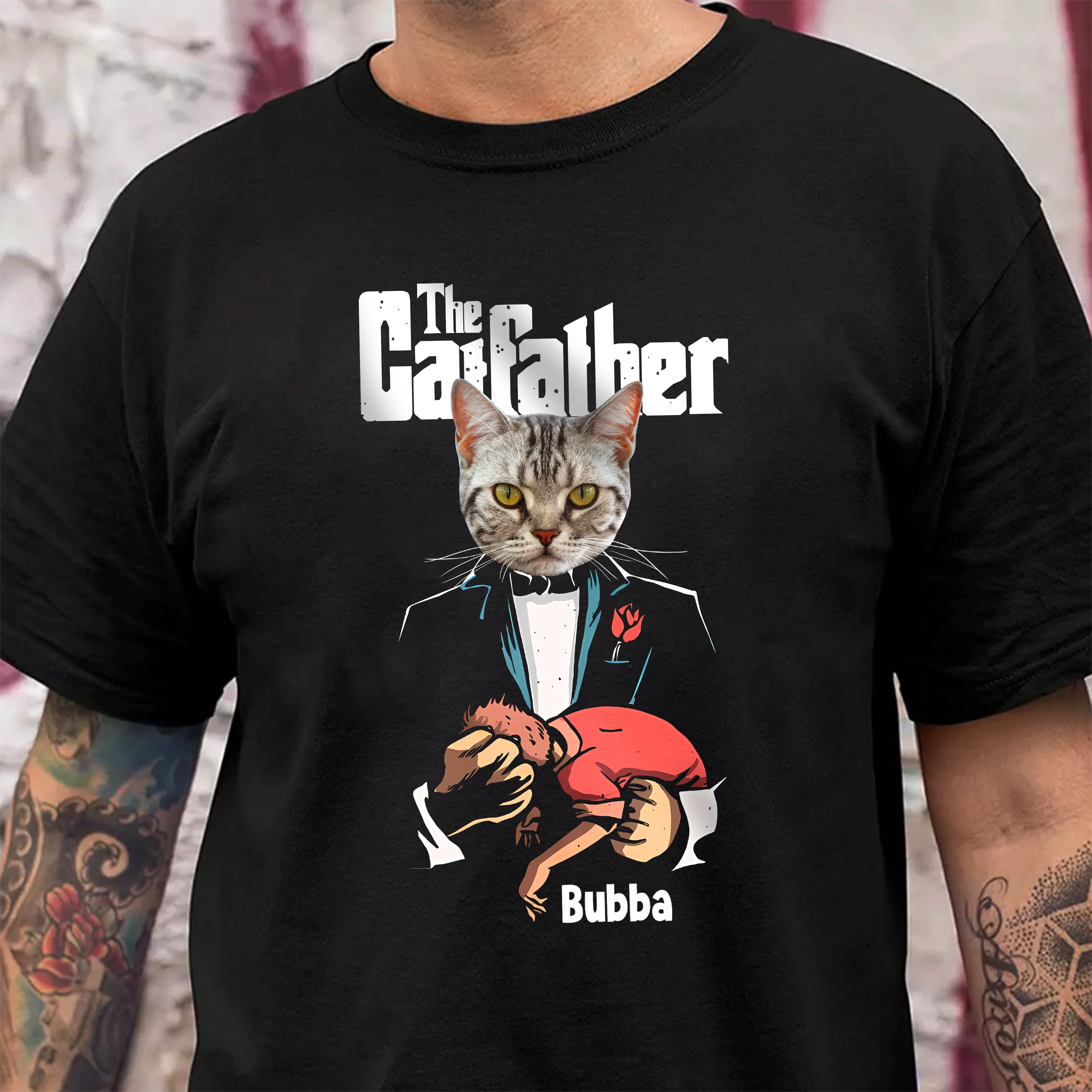Custom Cat Face Photo The Catfather Shirt Personalized Gift For Dad HO82 893848 - Image 5