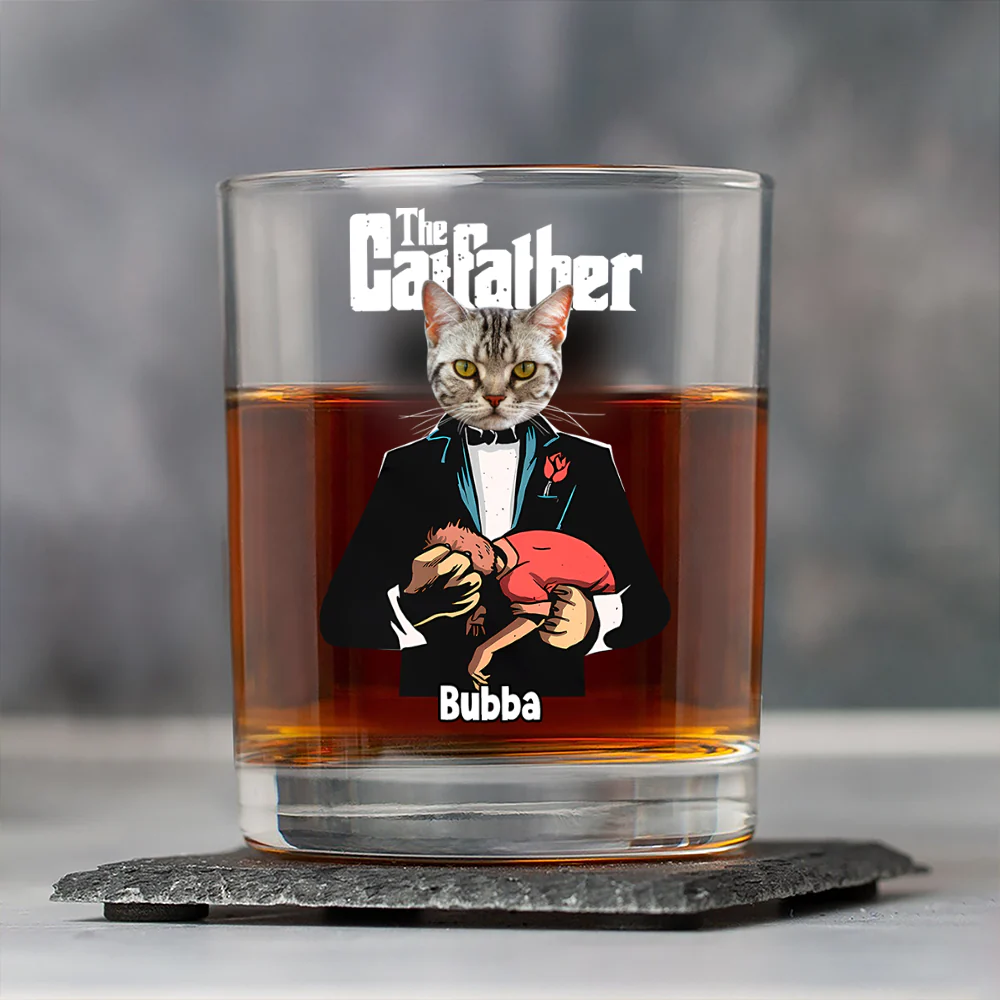 Custom Cat Face Photo The Catfather Whiskey Glass Personalized Gift For Dad HO82 893860 - Image 4
