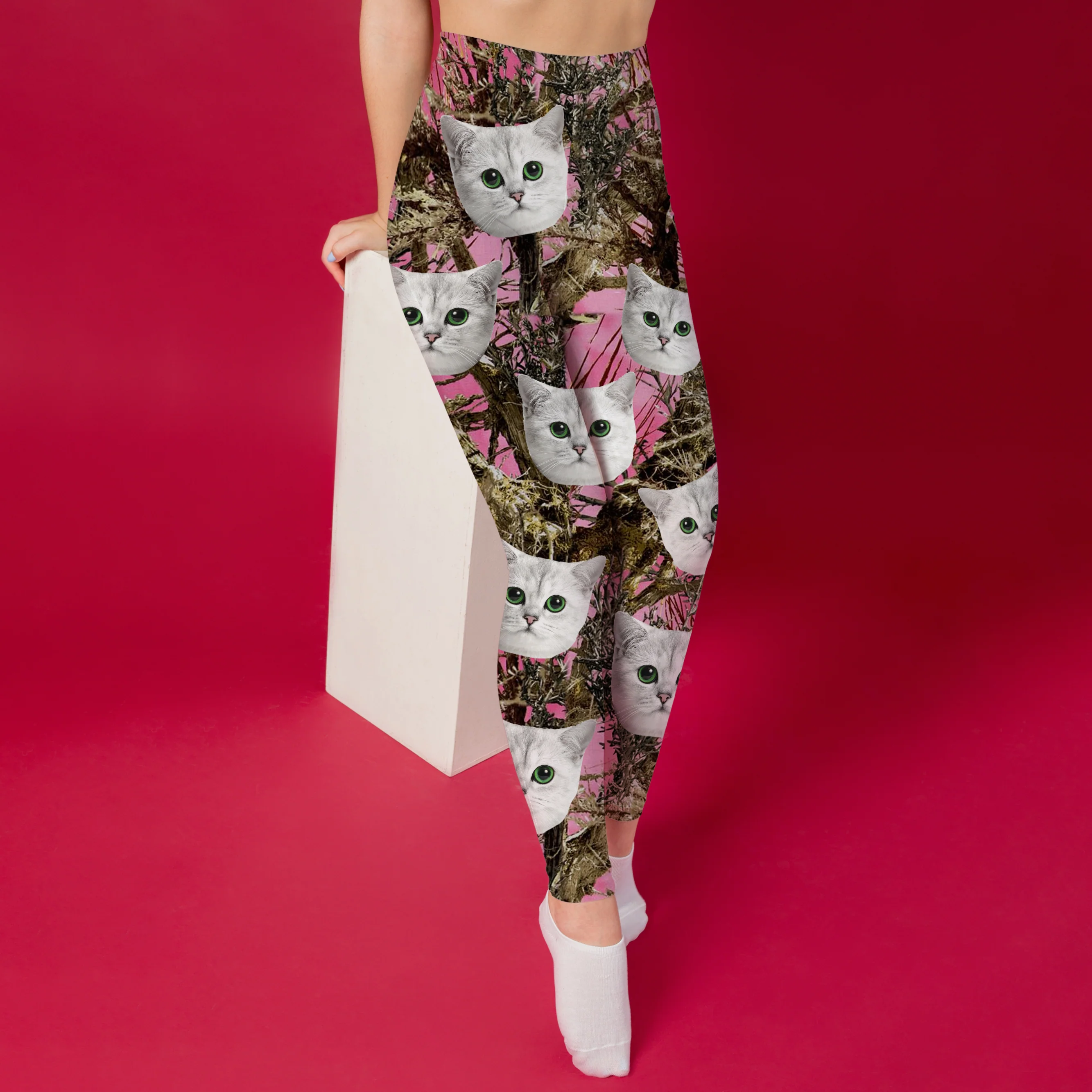 Custom Cat Photo Camo Background Legging HO82 900484 - Image 2
