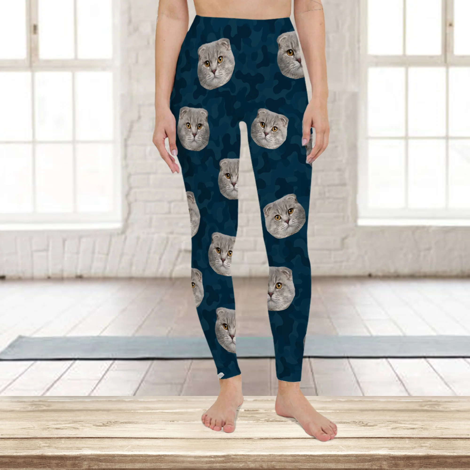 Custom Cat Photo Camo Background Legging HO82 900484 - Image 8