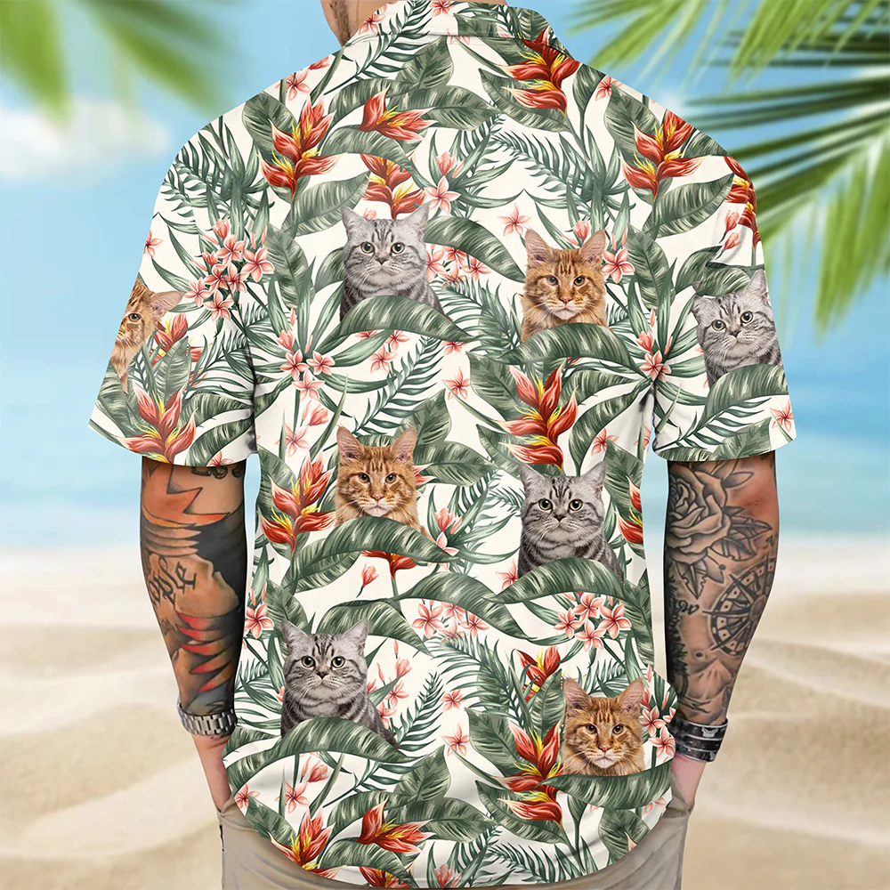 Custom Cat Photo In The Air Hawaii Shirt Gift For Cat Lovers HO82 893836 - Image 5