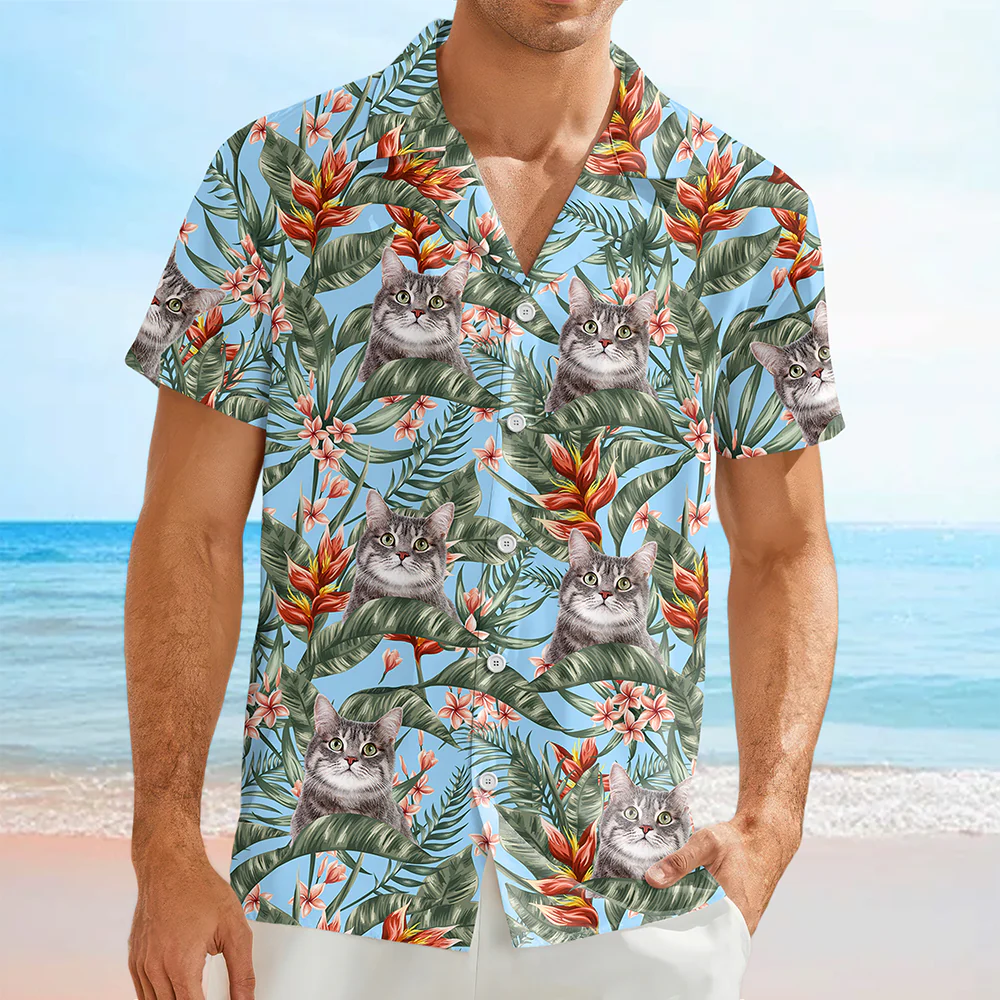 Custom Cat Photo In The Air Hawaii Shirt Gift For Cat Lovers HO82 893836 - Image 7