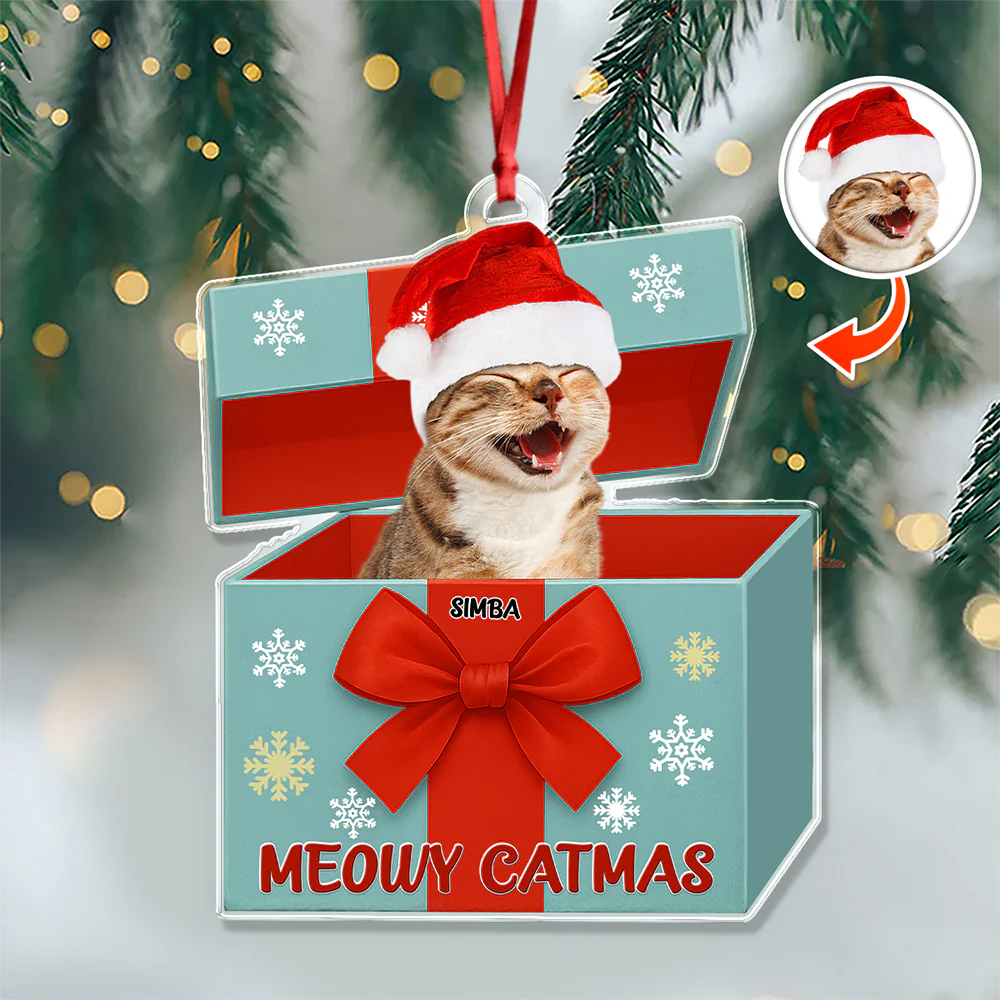 Custom Cat Photo Meowy Catmas Acrylic Ornament Gift For Cat Lovers HO82 900010 - Image 4