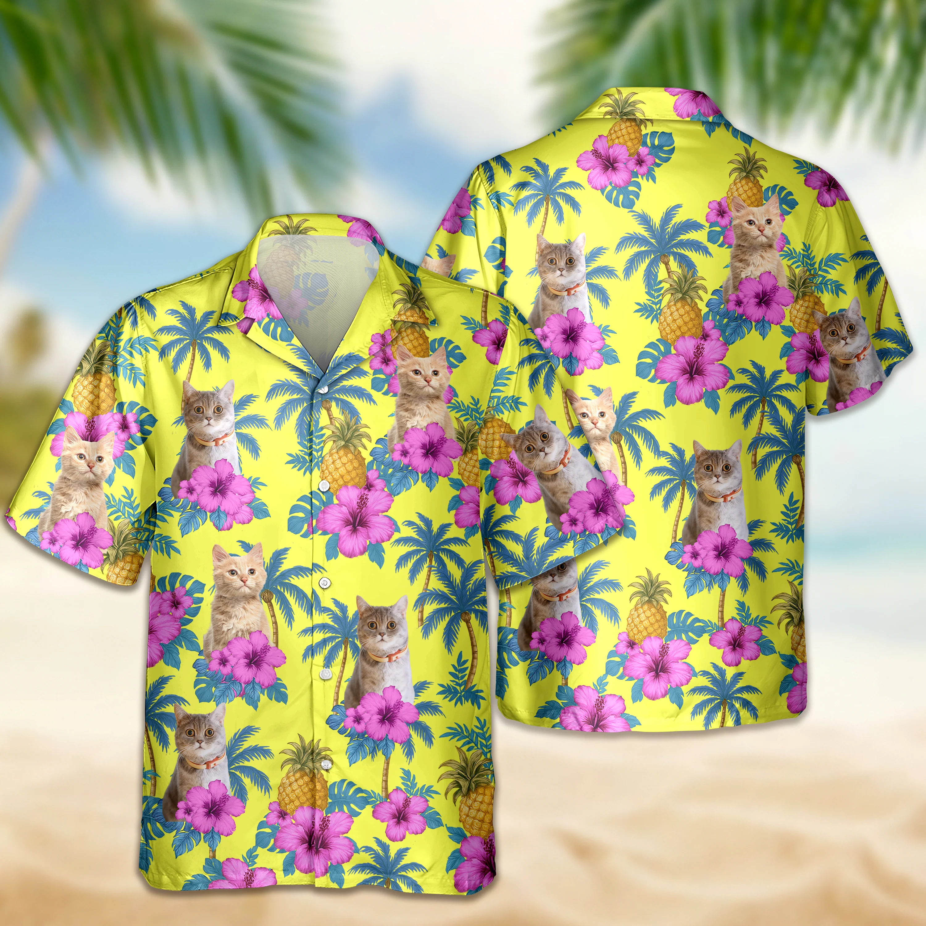 Custom Cat Photo Tropical Pattern Hawaii Shirt Gift For Cat Lovers HO82 893742 - Image 4