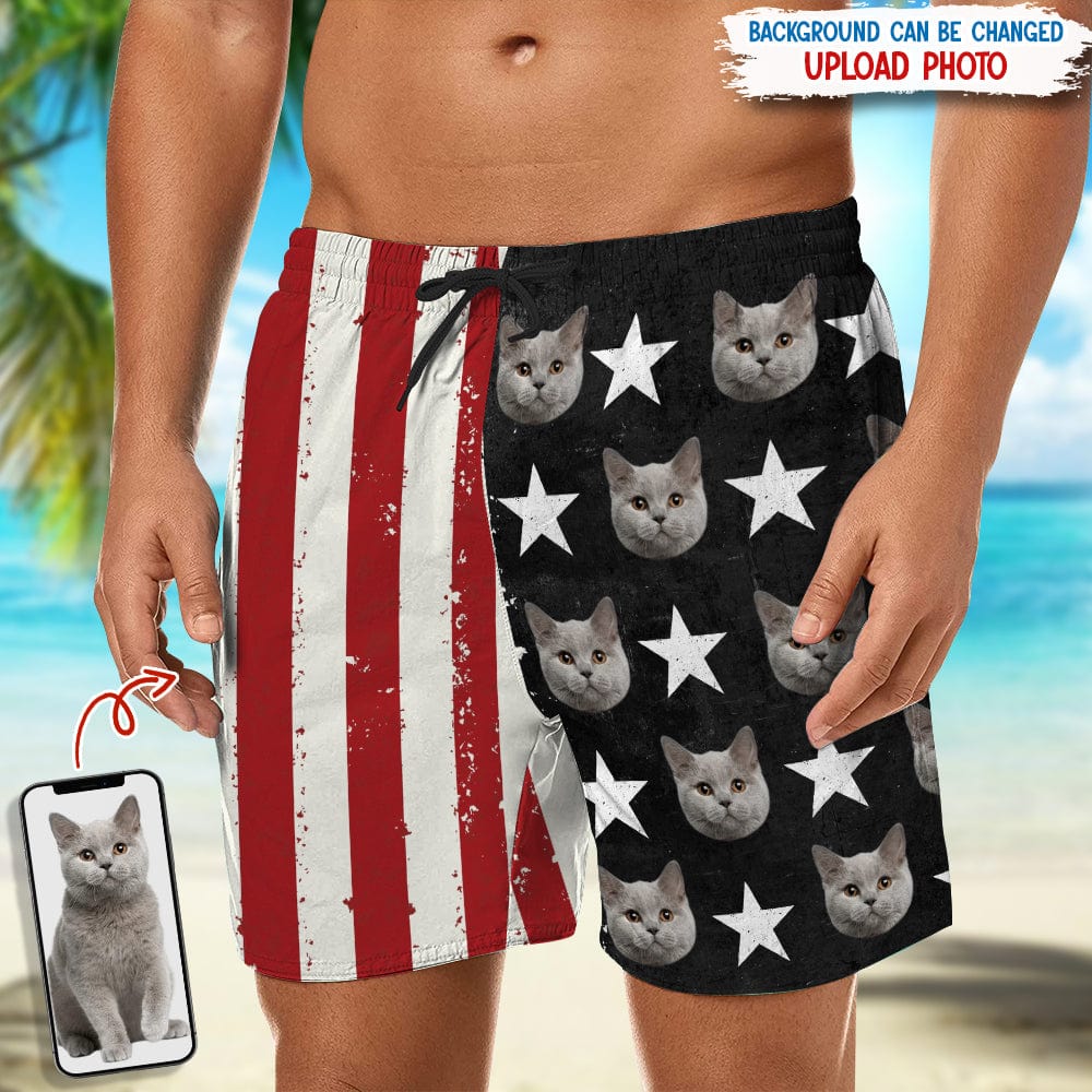 Custom Cat Photo US Stars Beach Short TA29 889234 - Image 2
