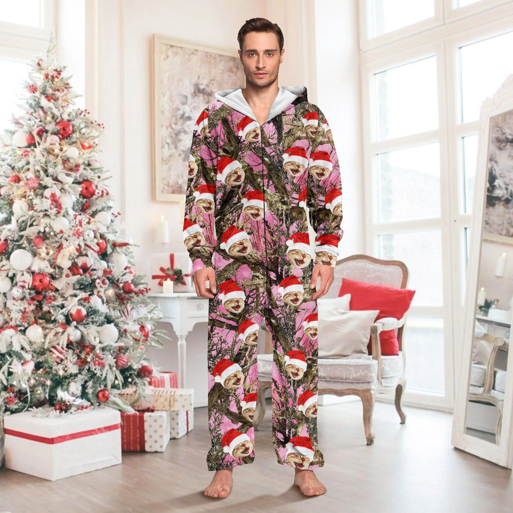 Custom Cat Photo With Camo Background Onesie Pajamas HO82 893376 - Image 3