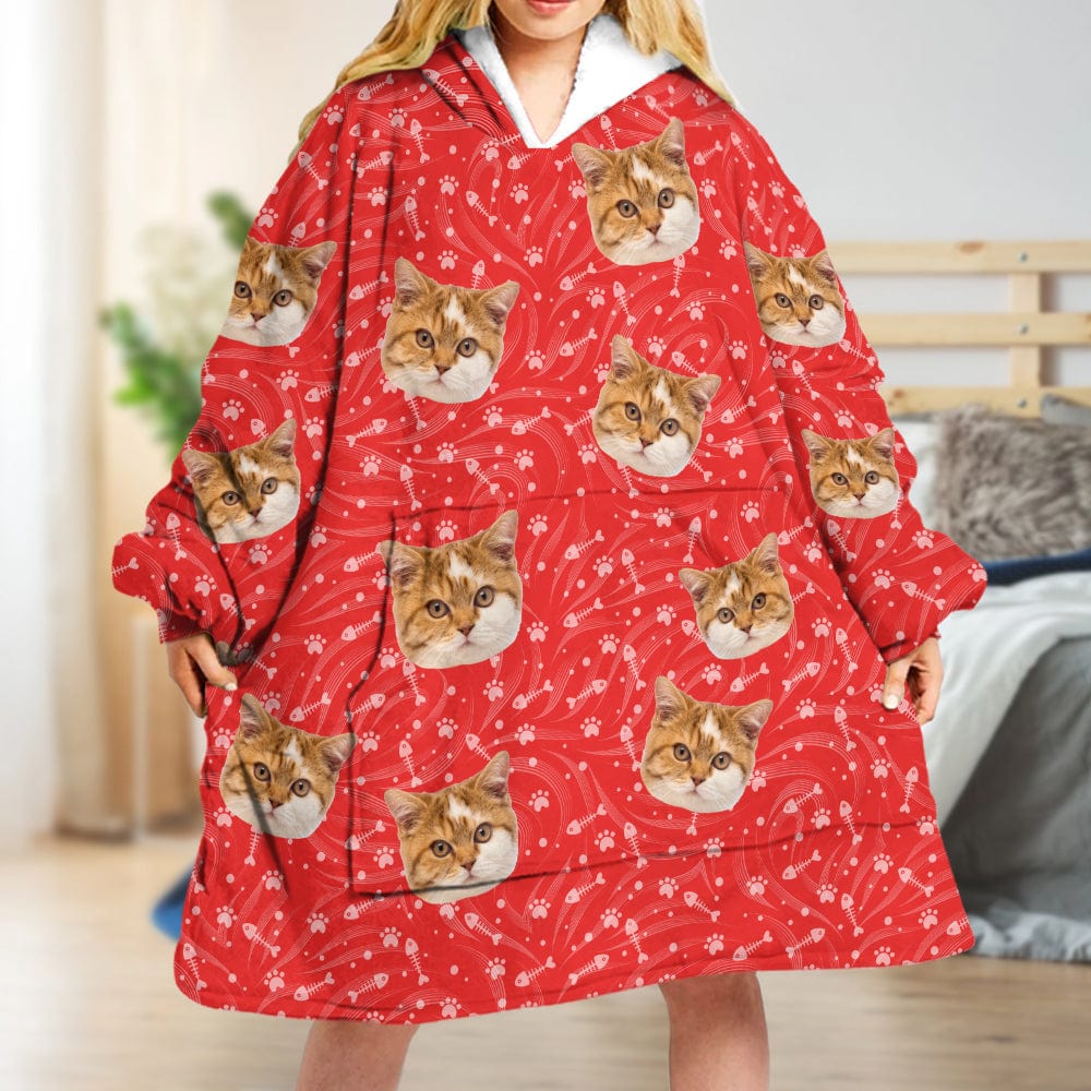 Custom Cat Photo With Tie Dye Background Hoodie Blanket N304 889368 - Image 3