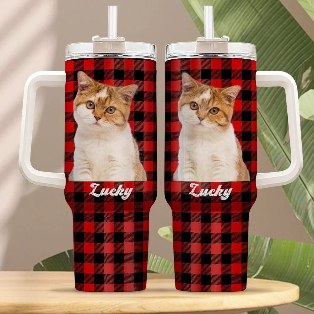 Custom Cat Portrait Photo With Retro Style Tumbler 40oz TA29 890336 - Image 2