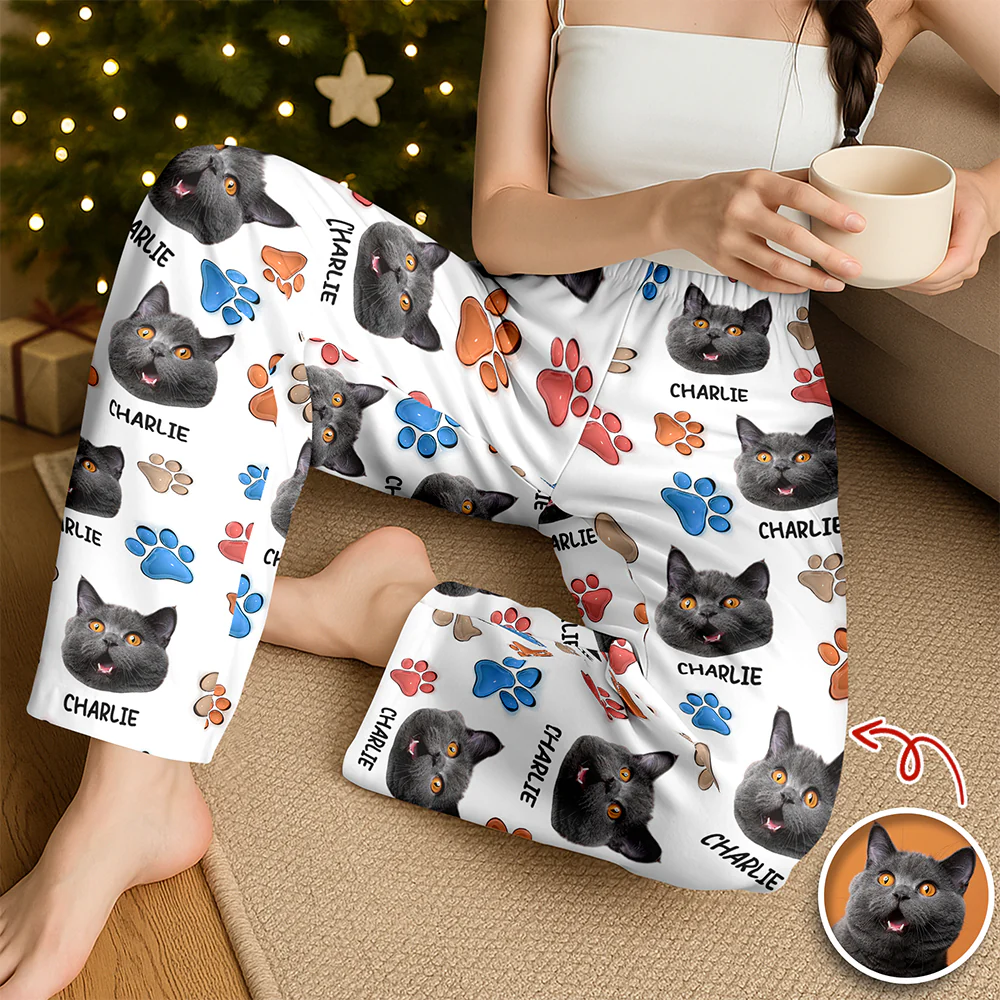 Custom Cat You Left Paw Prints On My Heart 3D Effect Sweatpants HO82 900380 - Image 2