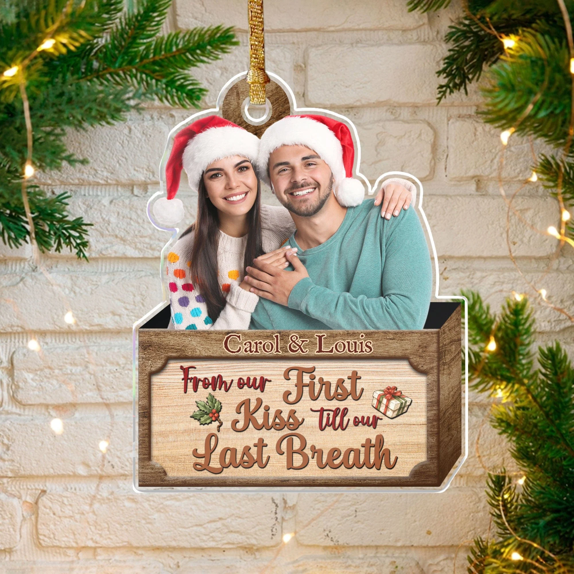 Custom Couple Photo From Our First Kiss Acrylic Ornament HO82 891102 - Image 3
