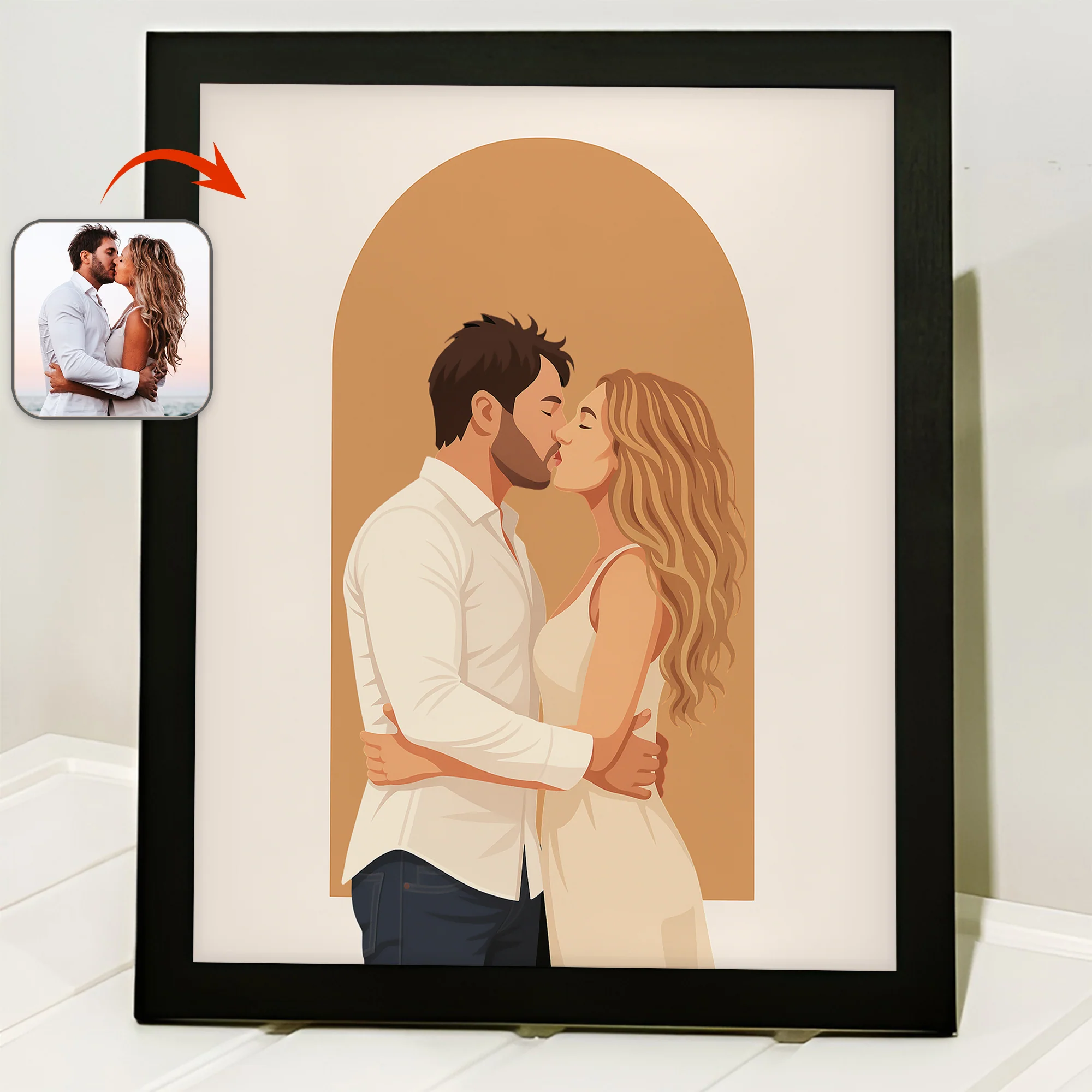 Custom Couple Portrait Photo With Drawing Style Poster Picture Frame HO82 894152 - Image 8