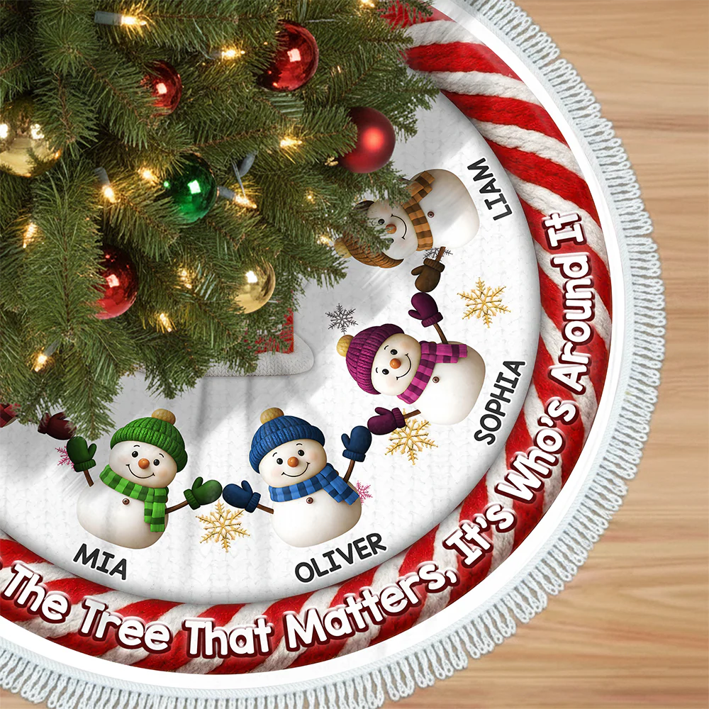 Custom Crochet Snowman Our Christmas Our Story Family Tree Skirt HO82 900068 - Image 2