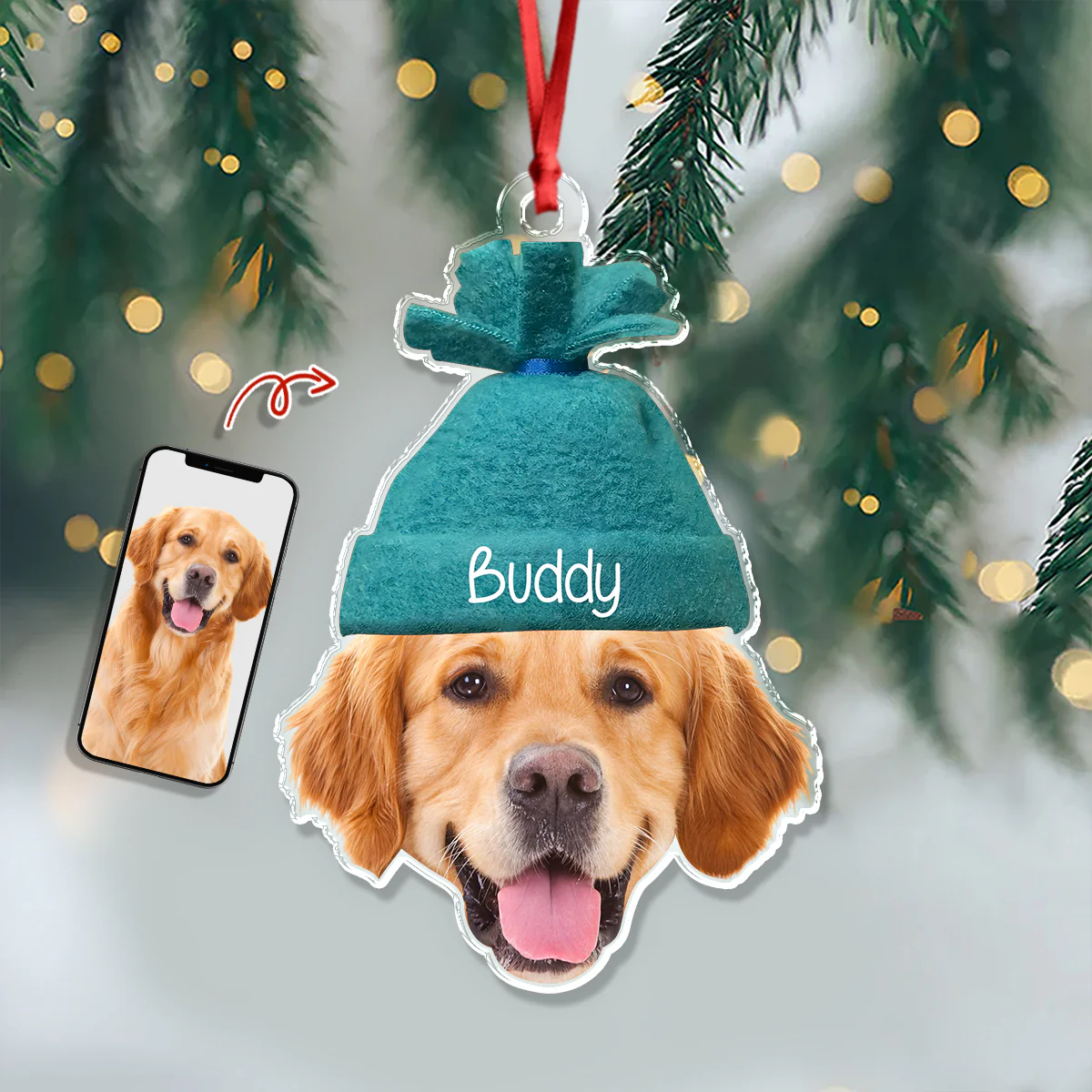 Custom Cute Face Photo Acrylic Ornament Christmas Gift For Family HO82 894756 - Image 3