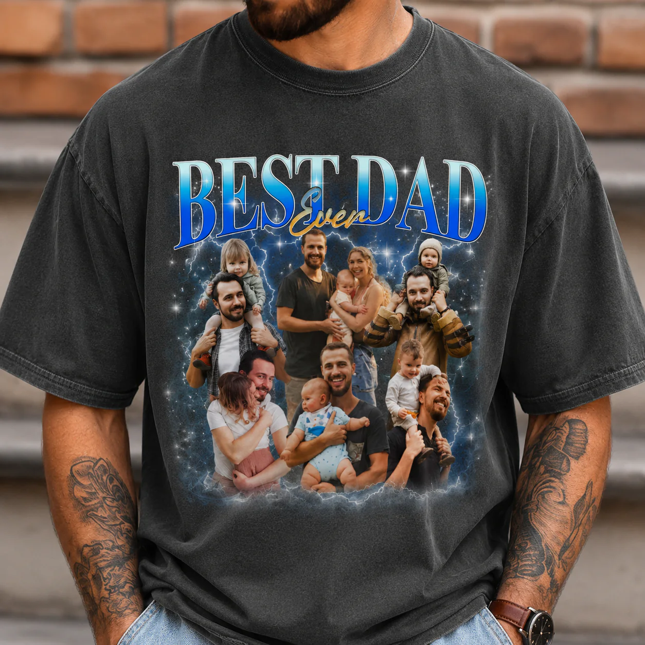 Custom Dad And Kids Photo Best Dad Ever Retro Comfort Shirt, Gift For Dad, Grandpa, Father's Day HO82 902536 - Image 4