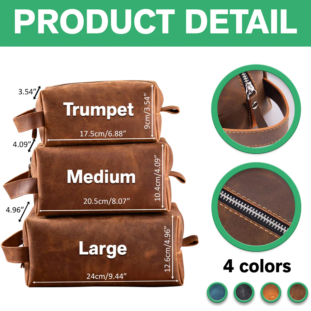 Custom Dad And Kids Photo Drawing Style Engraved Men's Leather Toiletry Bag HO82 894224 - Image 6