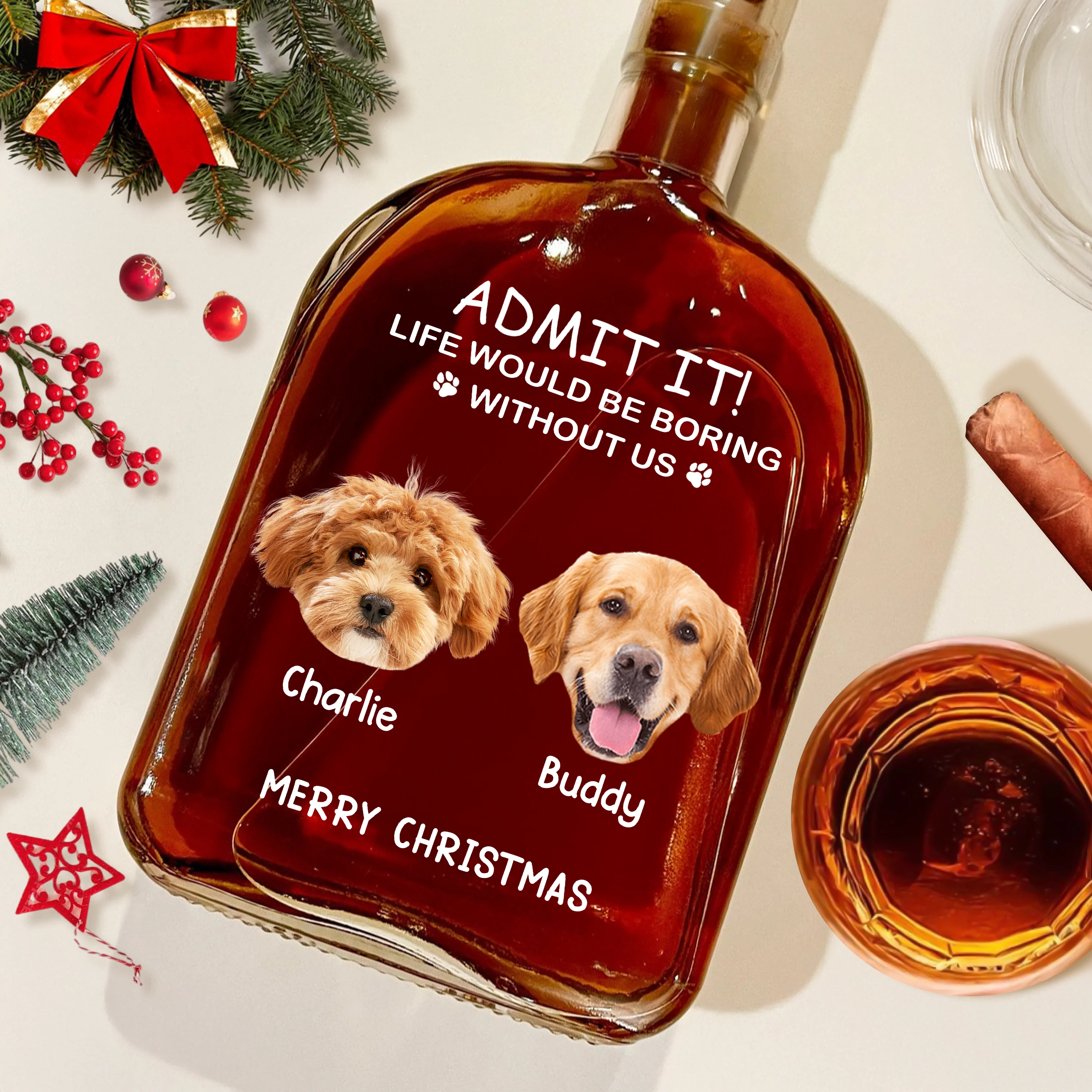 Custom Dog Cat Face Photo Life Would Be Boring Without Me Whiskey Bottle, Christmas Gifts HO82 894352 - Image 2