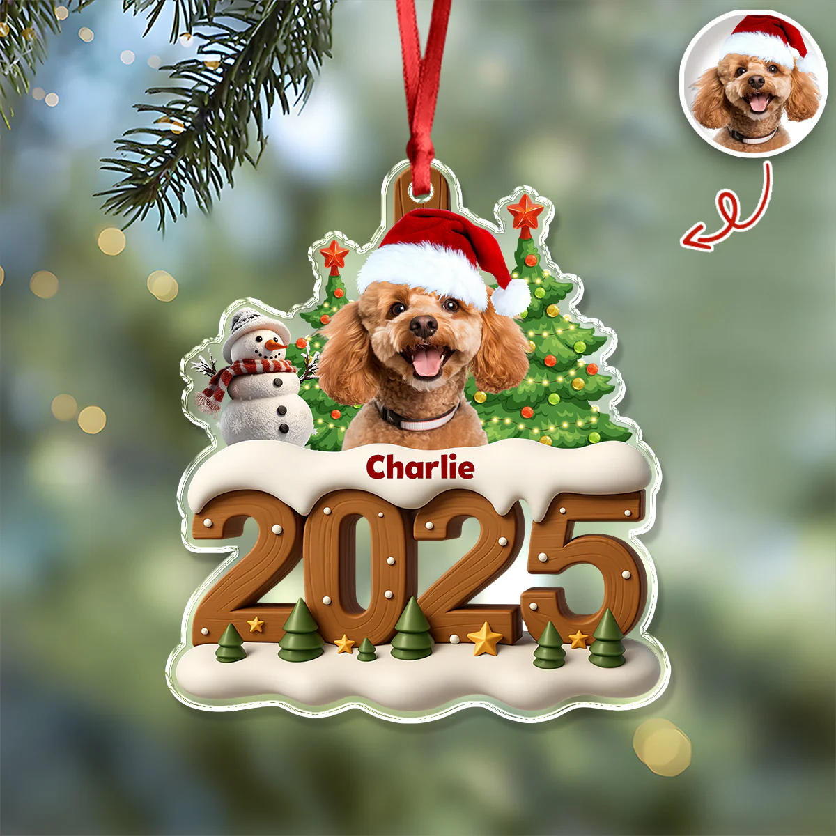 Custom Dog Photo Cozy Xmas Crew Acrylic Ornament Personalized Gift For Christmas HO82 900132 - Image 2