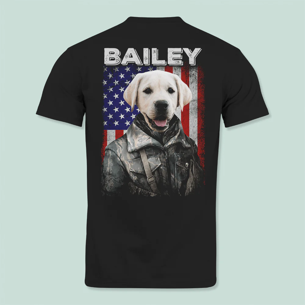 Custom Dog Cat Photo America Flag Uniform Soldier Back Shirt N369 889880