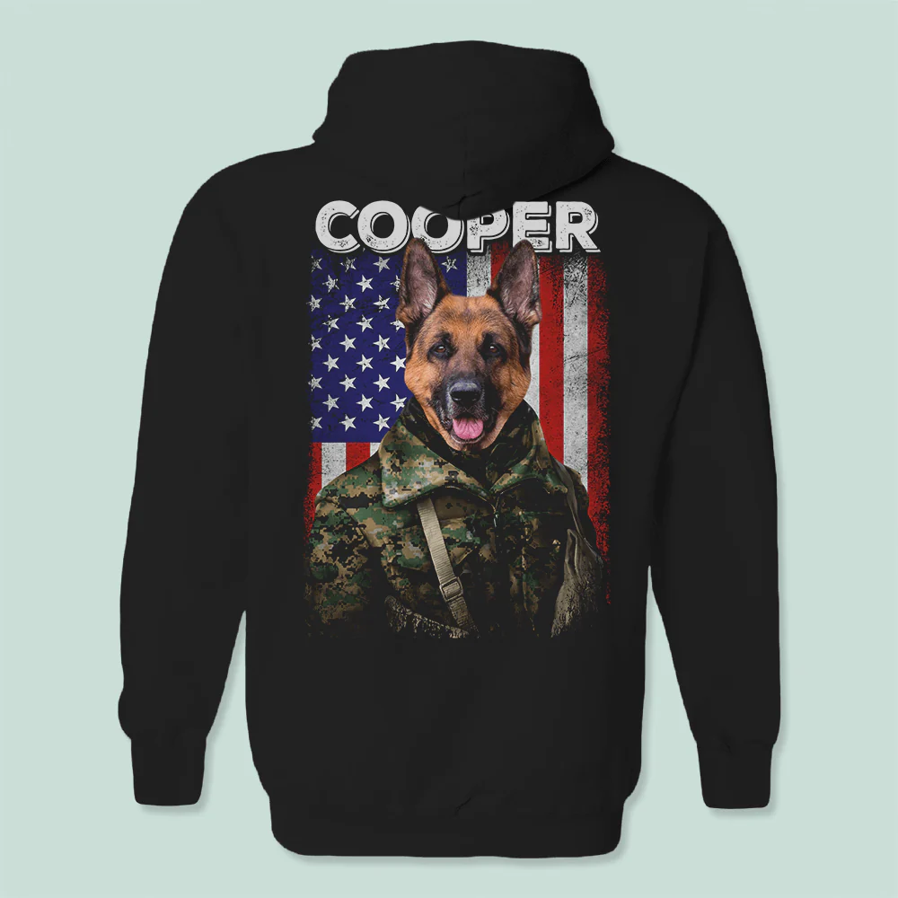 Custom Dog Cat Photo America Flag Uniform Soldier Back Shirt N369 889880 - Image 2