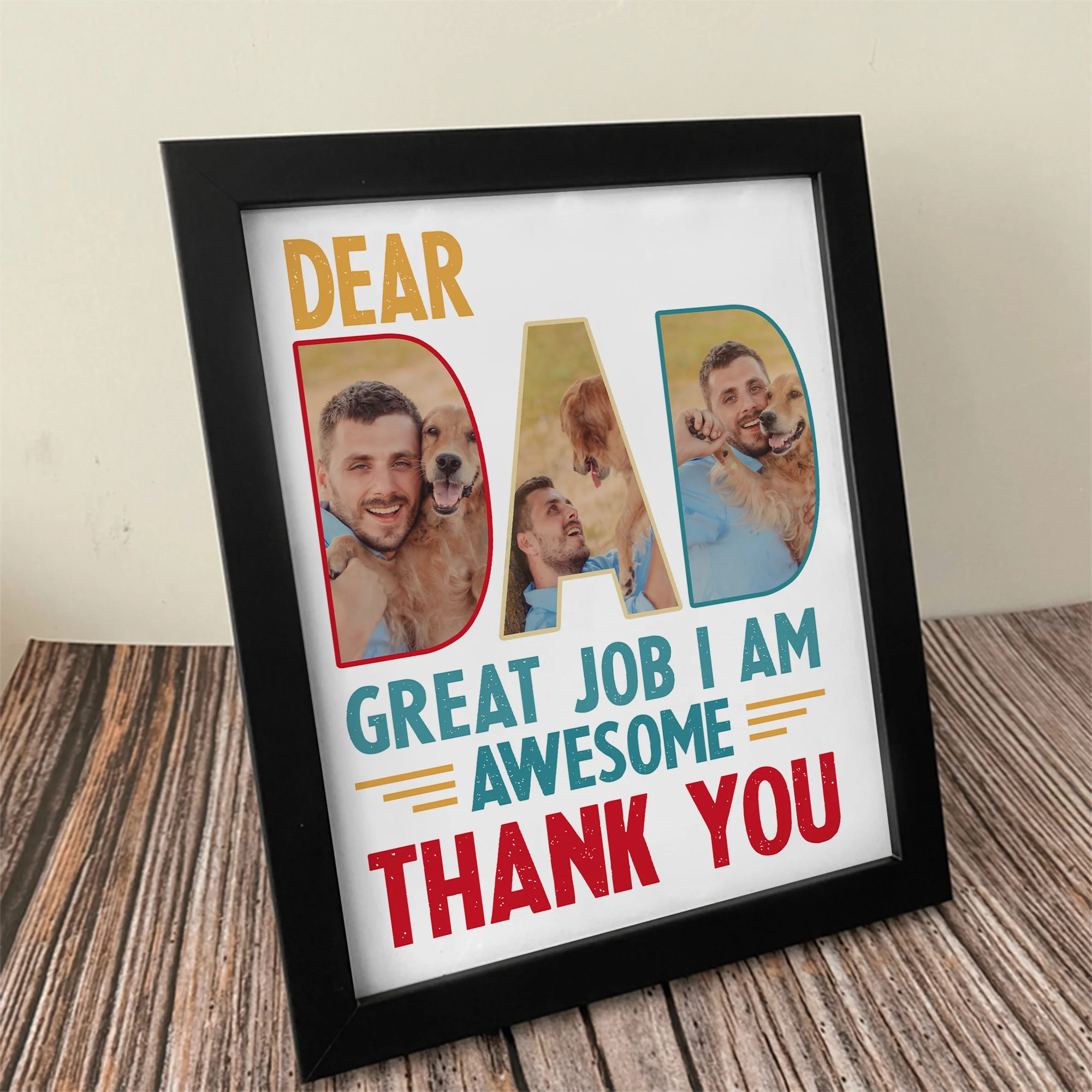 Custom Dog Cat Photo Dear Dad Great Job We're Awesome Thank You Picture Frame Gift For Dog Cat Dad HO82 893998 - Image 2
